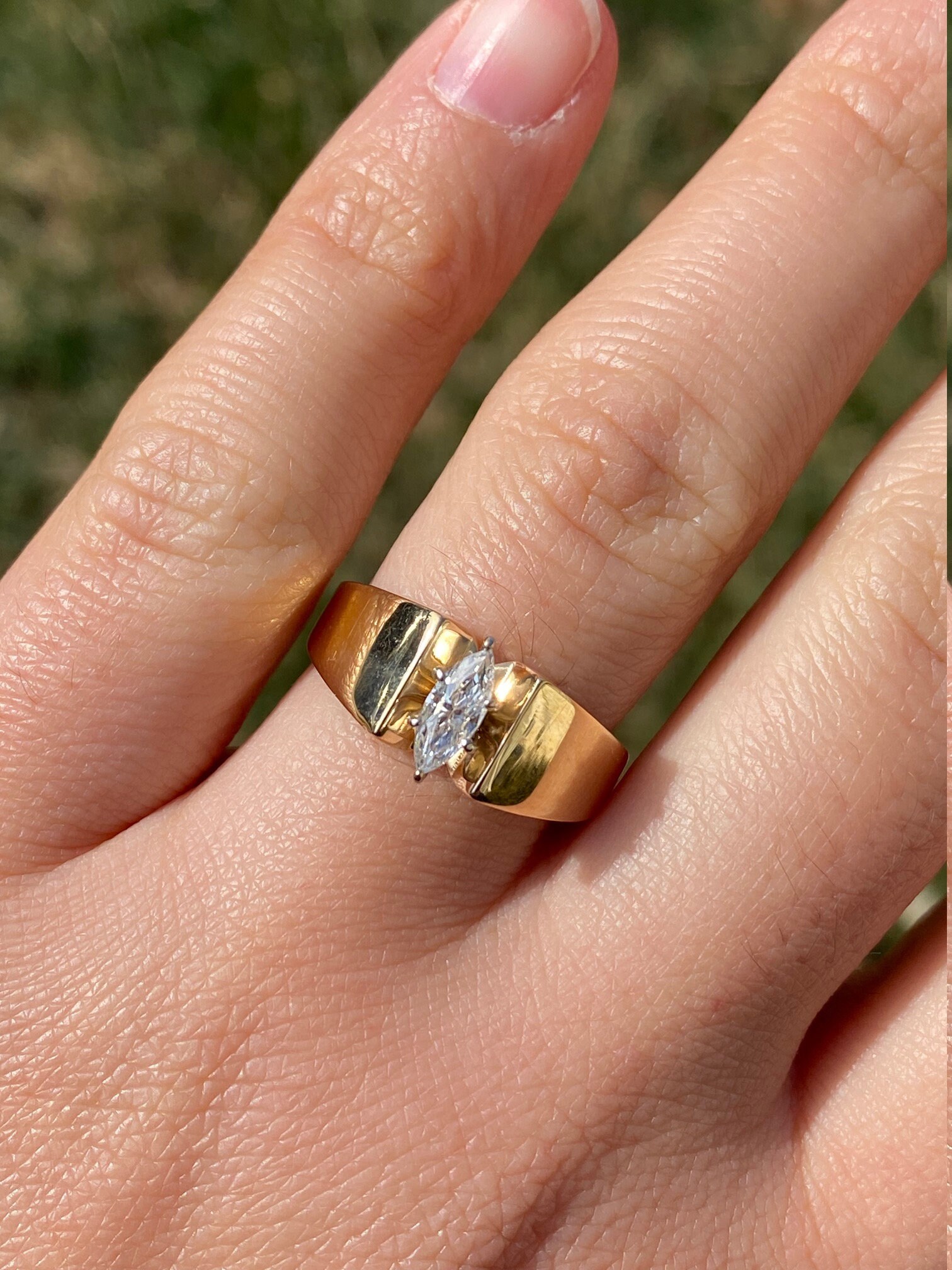 SOLD - The Oneonta: Ladies Engagement Style Ring set with 0.36 CT Marquise Diamond - Image 8