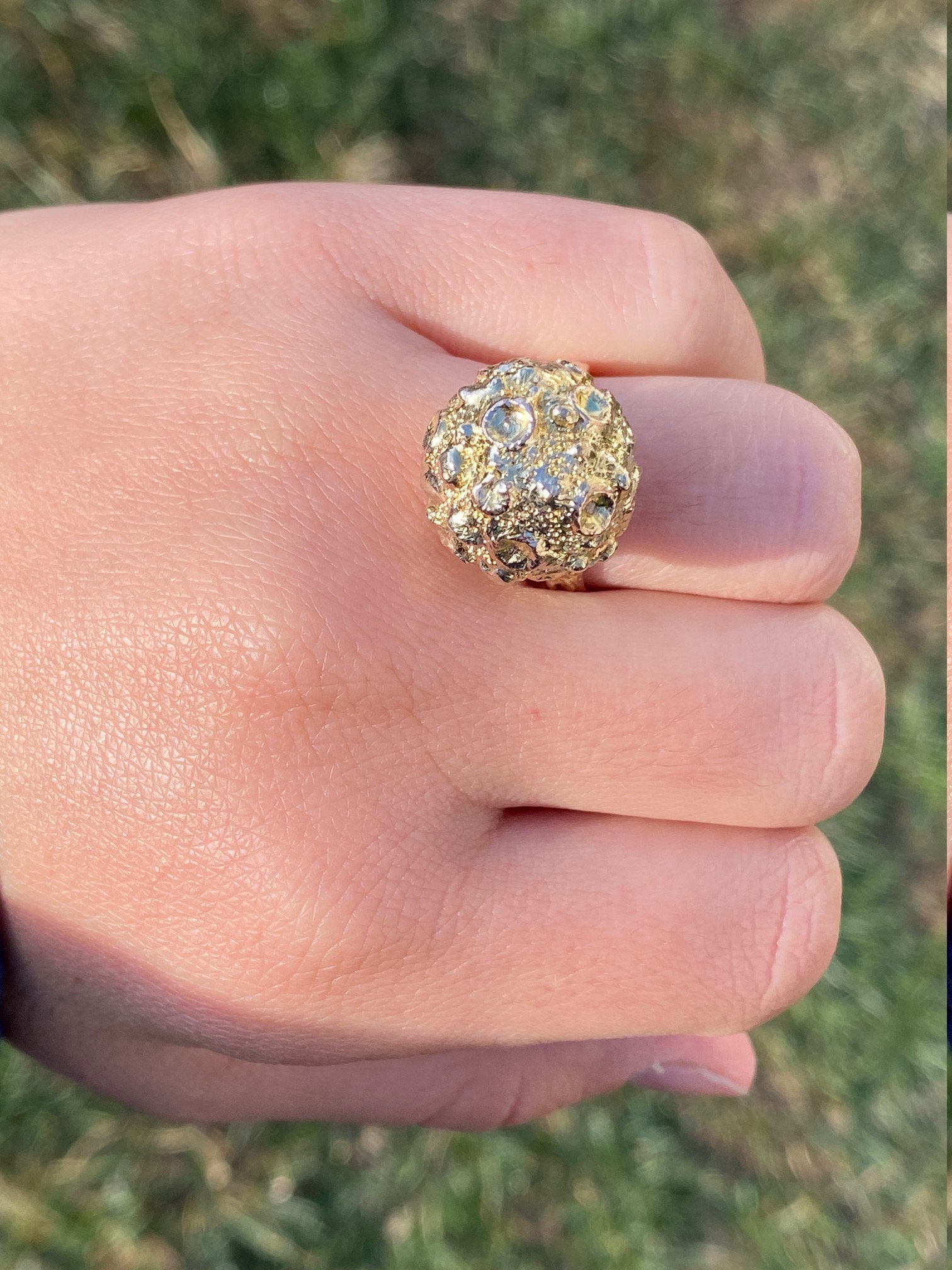 The Blissfield: Ladies Mid Century 14K Landing on the Moon Celestial Cocktail Ring - Image 11
