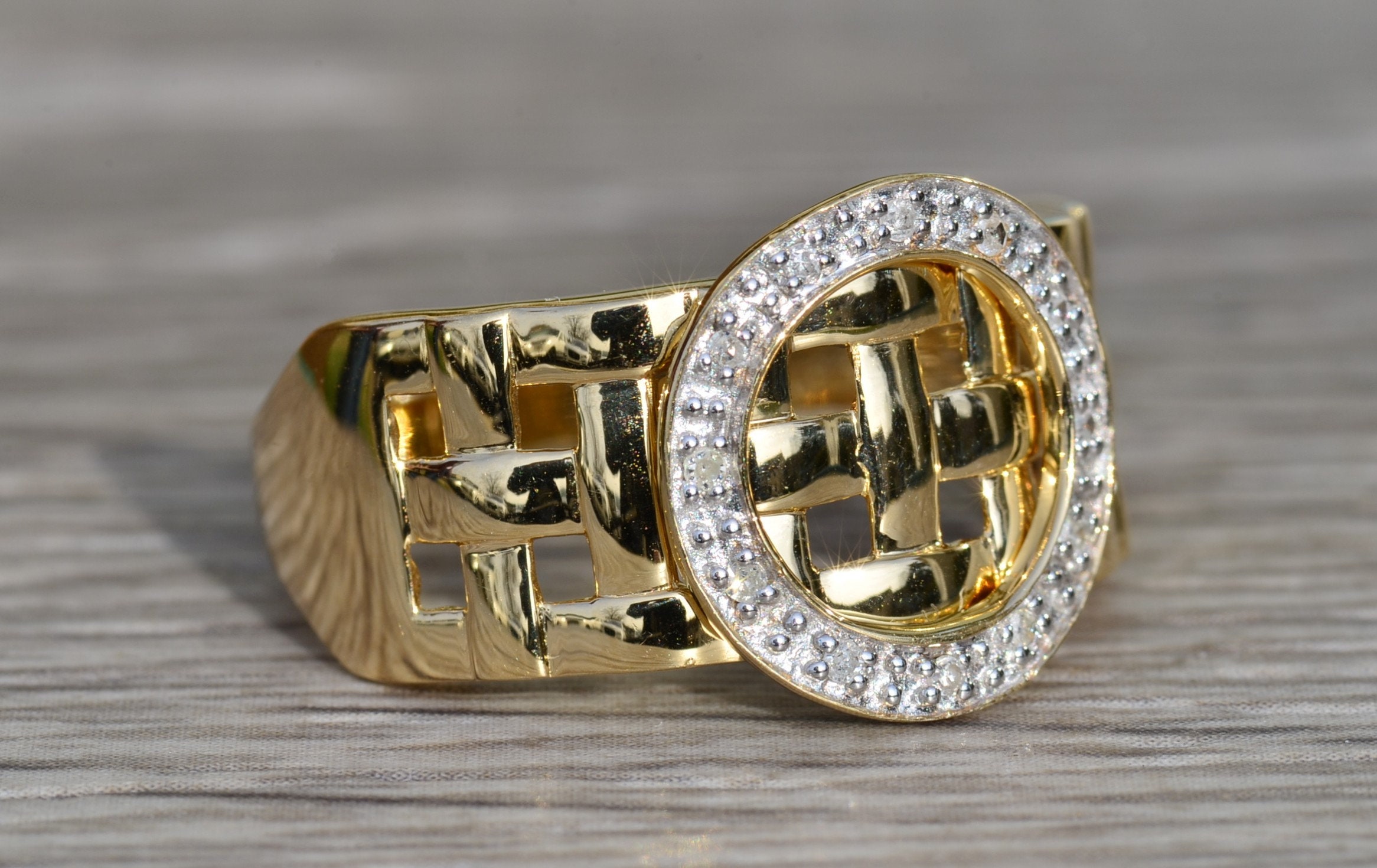 SOLD - The Nolensville: Ladies 14K Gold Diamond Buckle Ring - Image 6