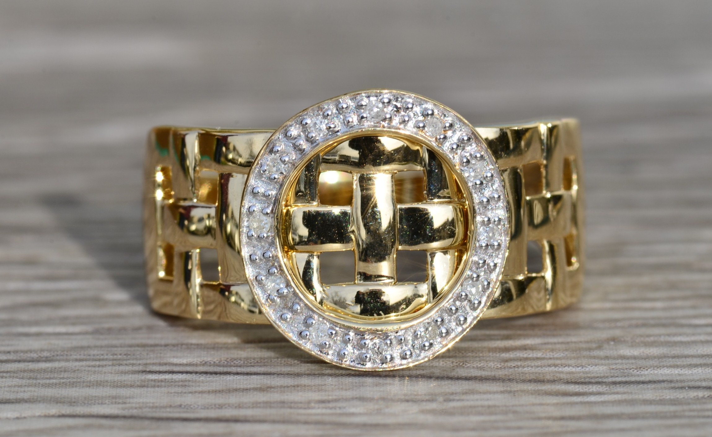 SOLD - The Nolensville: Ladies 14K Gold Diamond Buckle Ring - Image 7