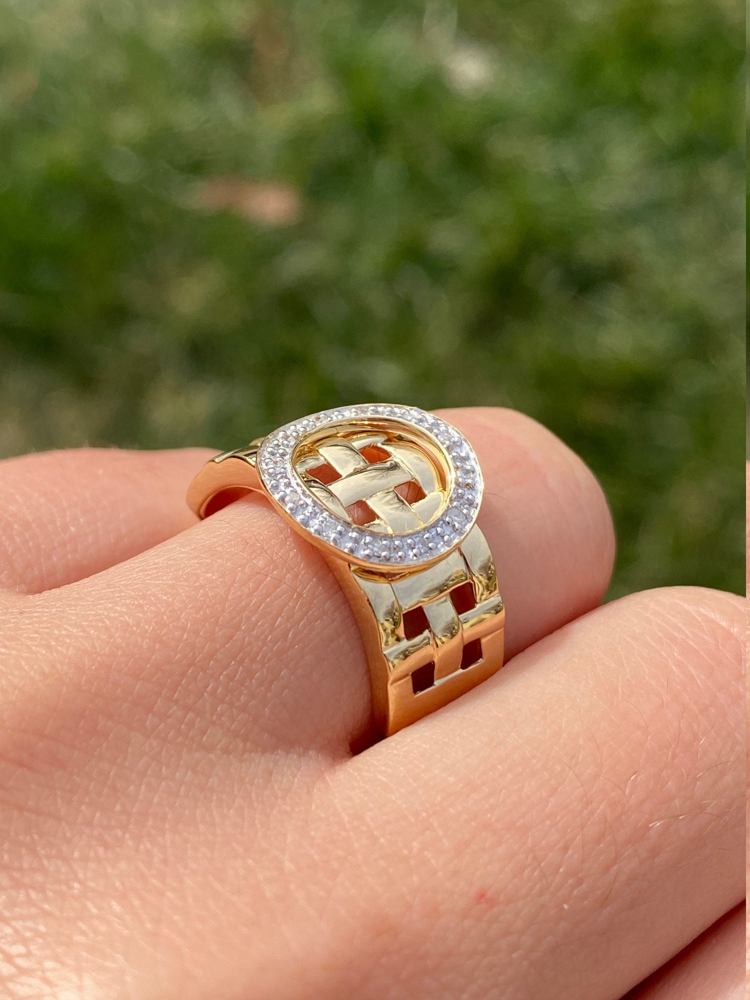 SOLD - The Nolensville: Ladies 14K Gold Diamond Buckle Ring - Image 11