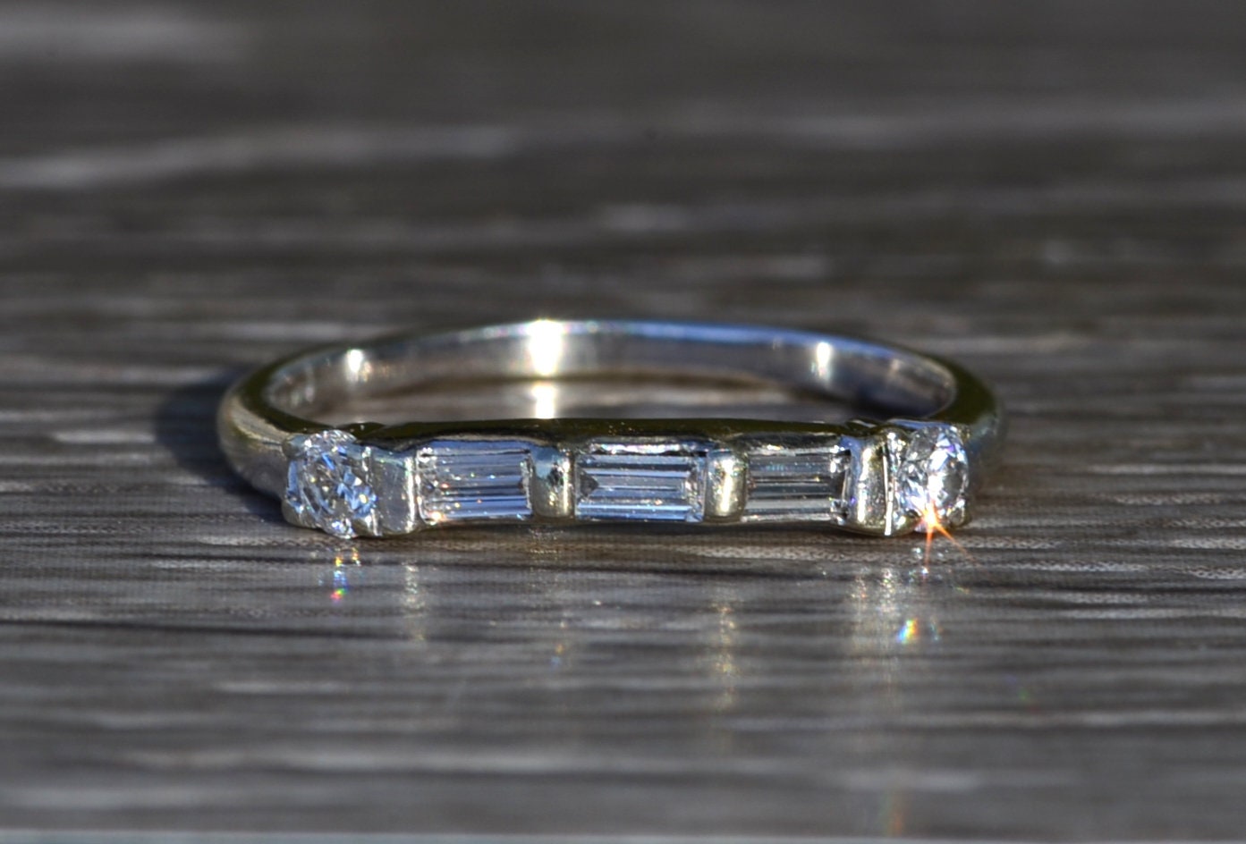 SOLD - The Claiborne: Ladies 14K White Gold Wedding Band set with Diamonds - Image 2