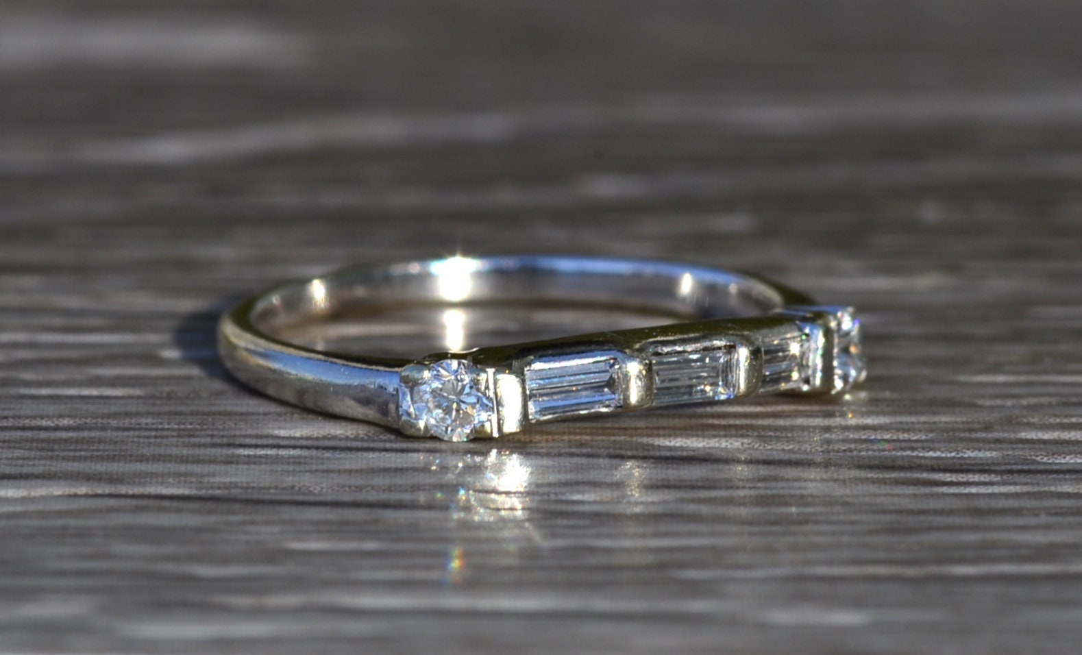 SOLD - The Claiborne: Ladies 14K White Gold Wedding Band set with Diamonds - Image 6