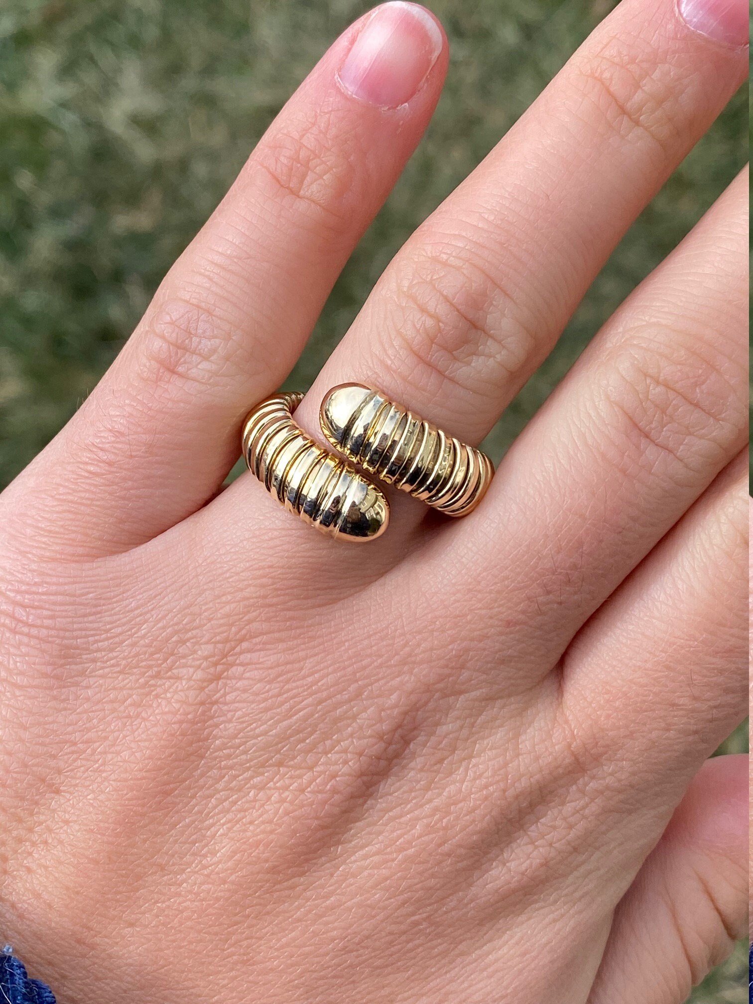 SOLD - The Bon Air: Ladies Italian Tubogas Style Ring in 14K Gold - Image 7