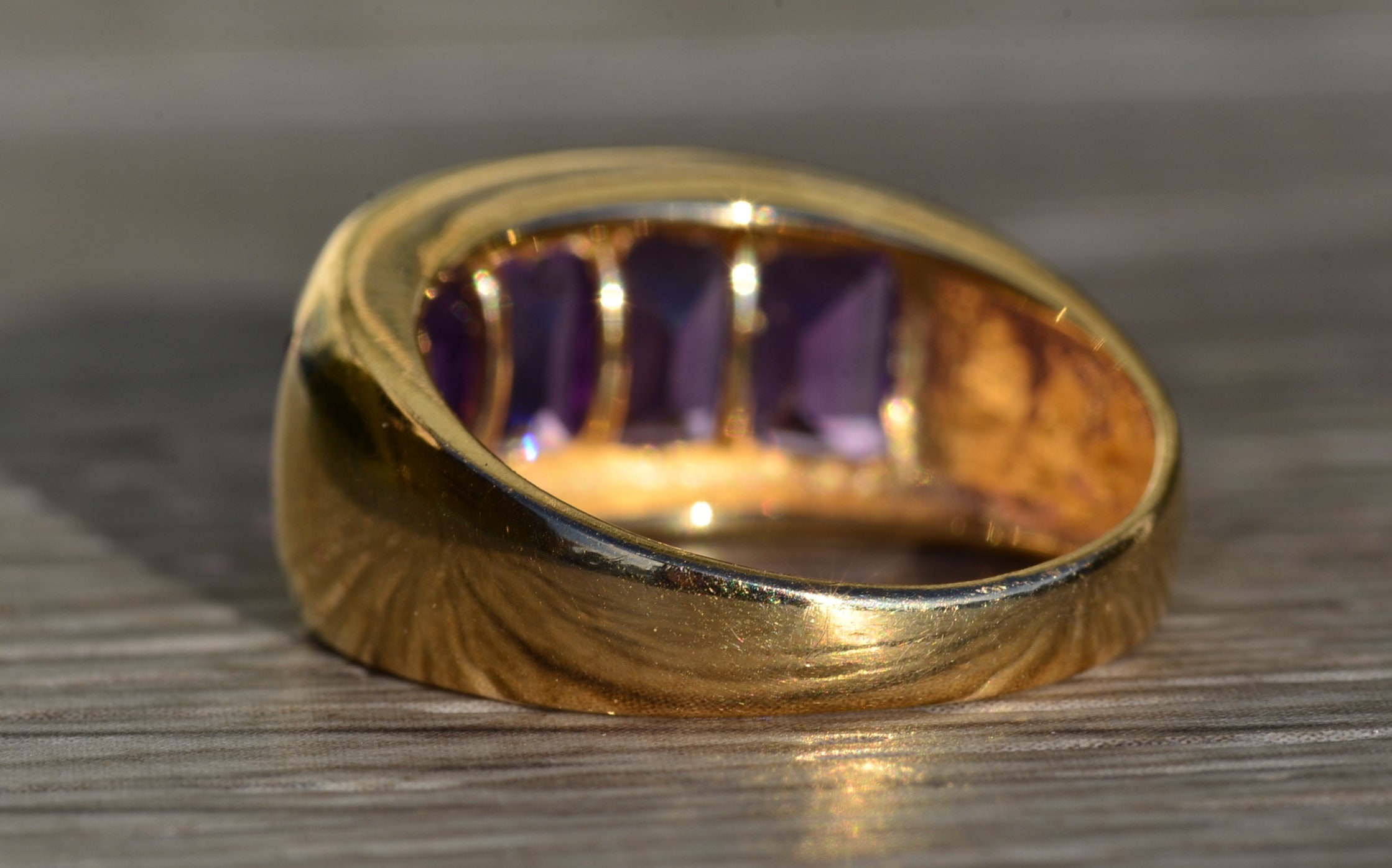 SOLD - The Medina: Ladies 14K Yellow Gold Band set with Amethyst - Image 5