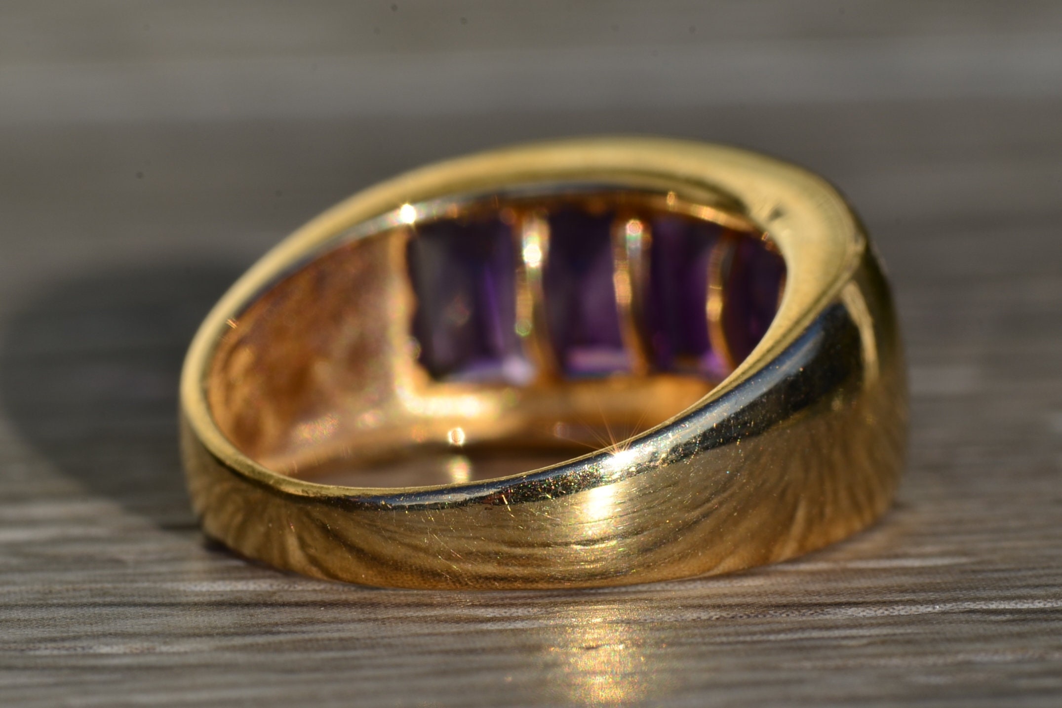 SOLD - The Medina: Ladies 14K Yellow Gold Band set with Amethyst - Image 6
