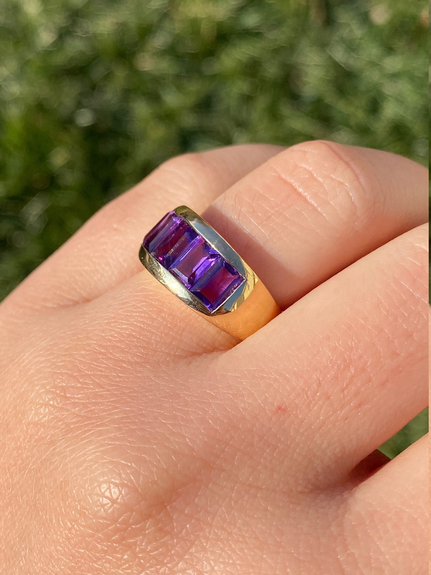 SOLD - The Medina: Ladies 14K Yellow Gold Band set with Amethyst - Image 10