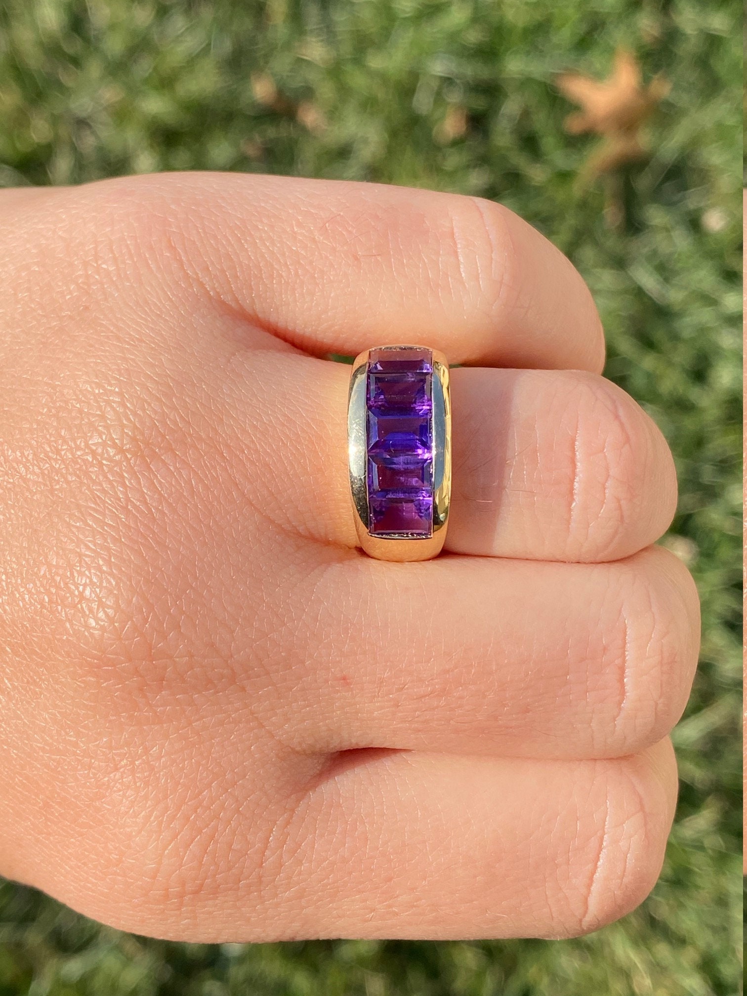 SOLD - The Medina: Ladies 14K Yellow Gold Band set with Amethyst - Image 11