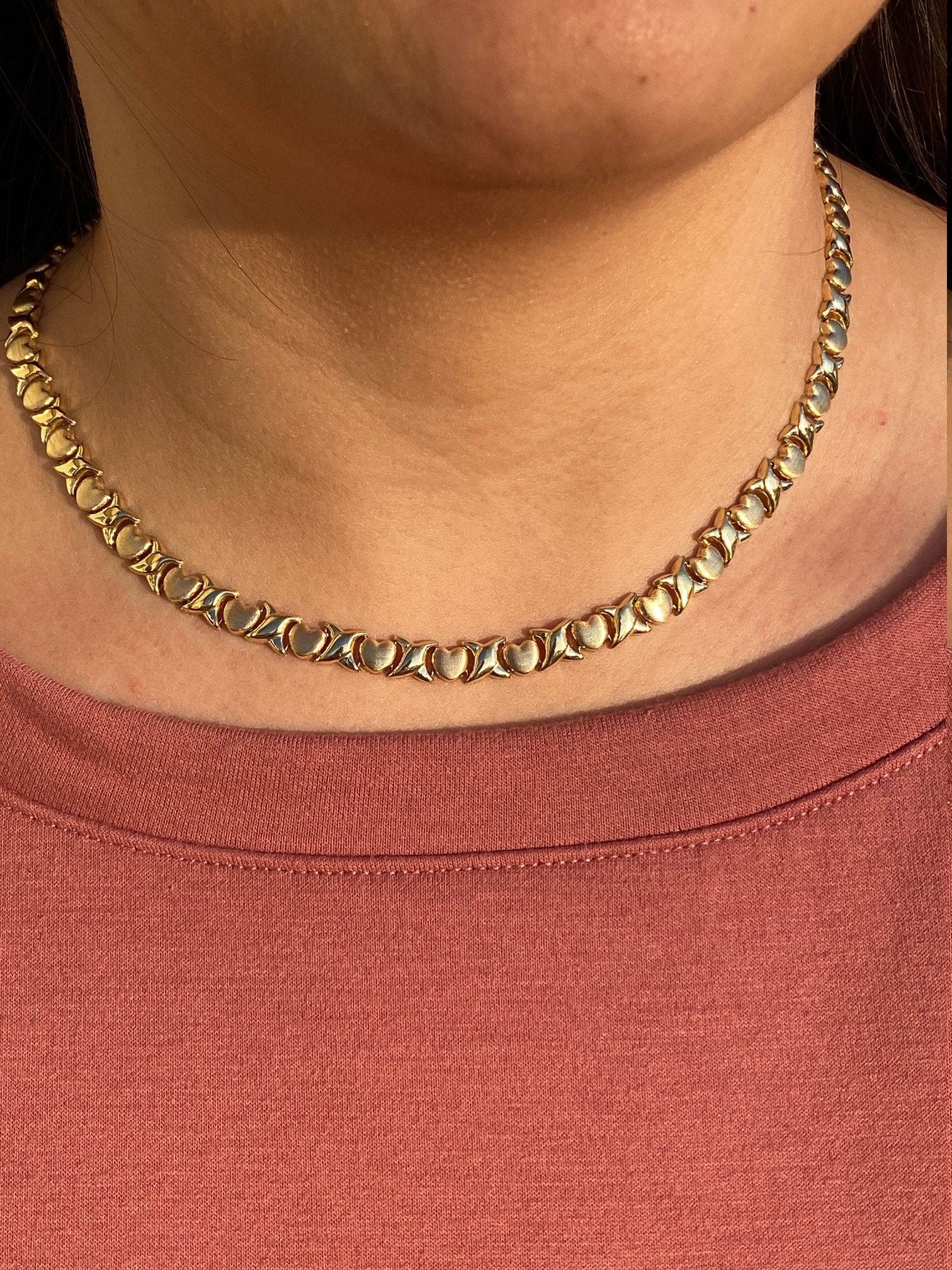SOLD - The Panola: Ladies Italian Made 14K Yellow Gold Heart Chain - Image 8