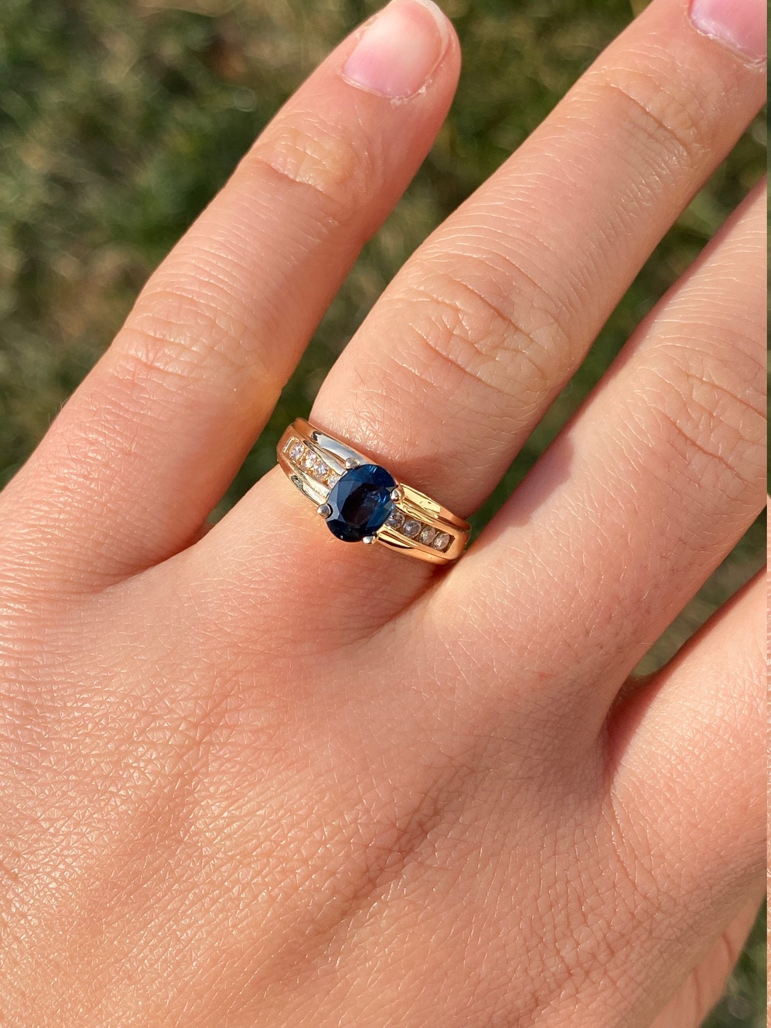SOLD - The Piperton: Ladies 14K Engagement Ring set with Sapphire and Diamonds - Image 8