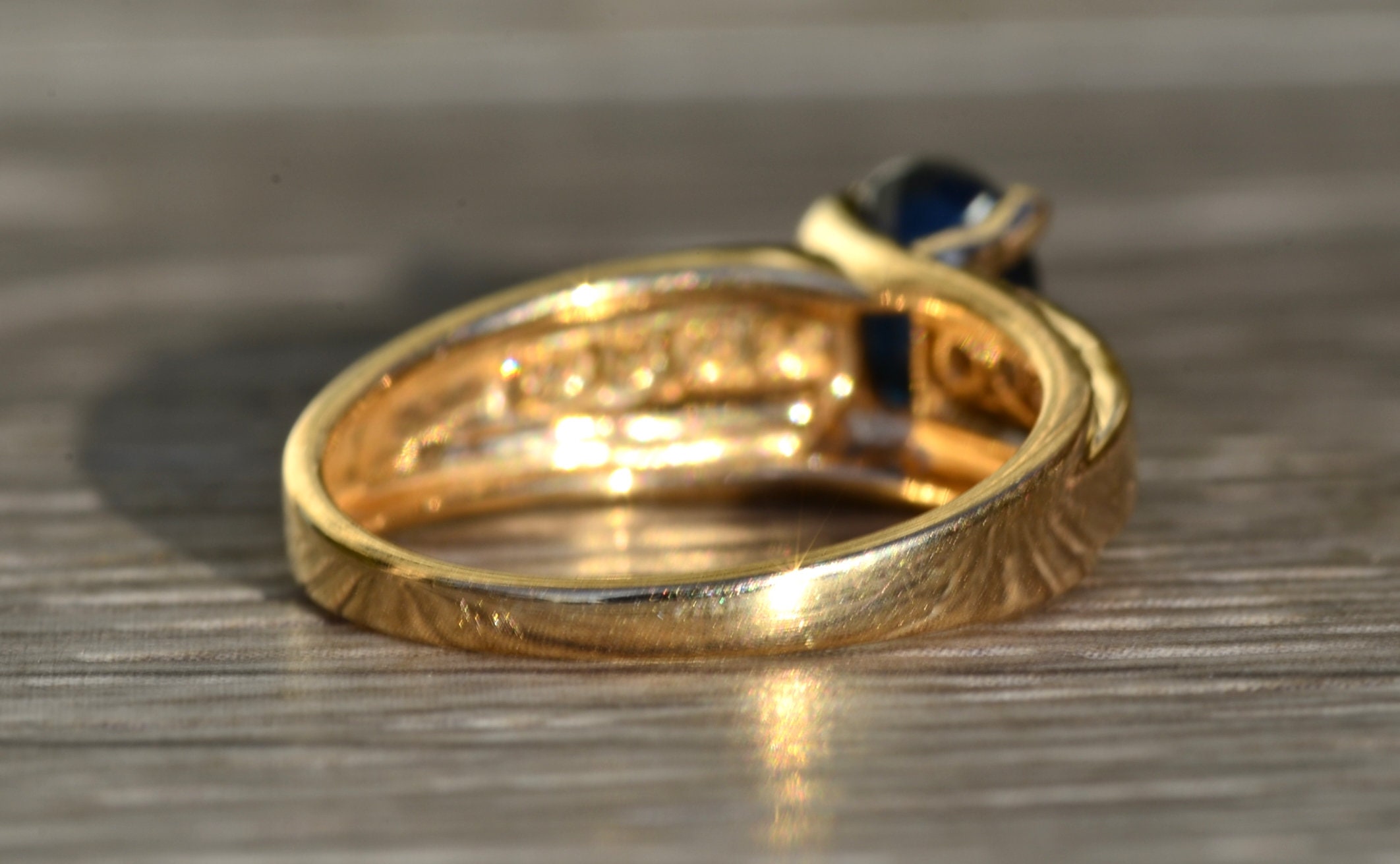SOLD - The Piperton: Ladies 14K Engagement Ring set with Sapphire and Diamonds - Image 5