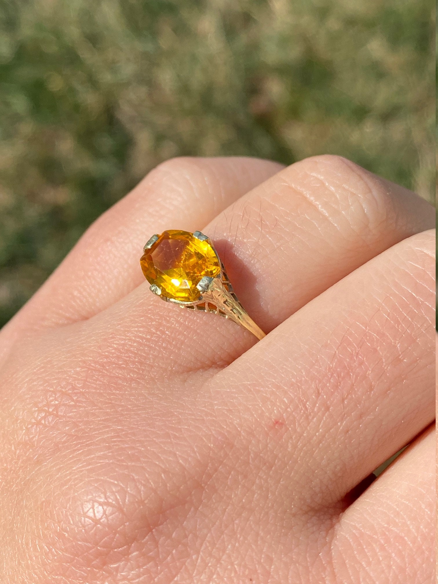 SOLD - The Trussville: Ladies Antique 14K Diffused Orange Sapphire Ring - Image 10