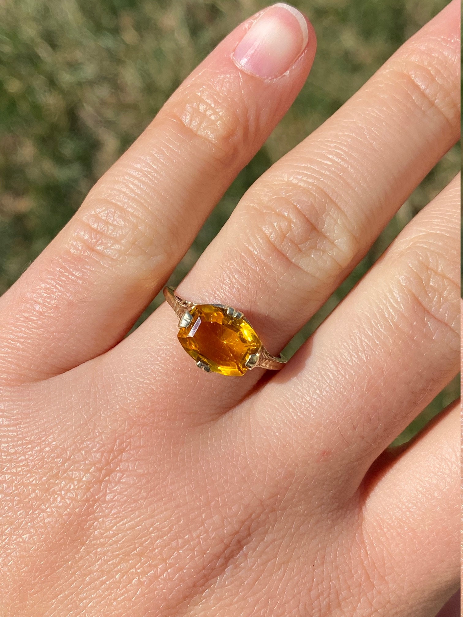 SOLD - The Trussville: Ladies Antique 14K Diffused Orange Sapphire Ring - Image 9