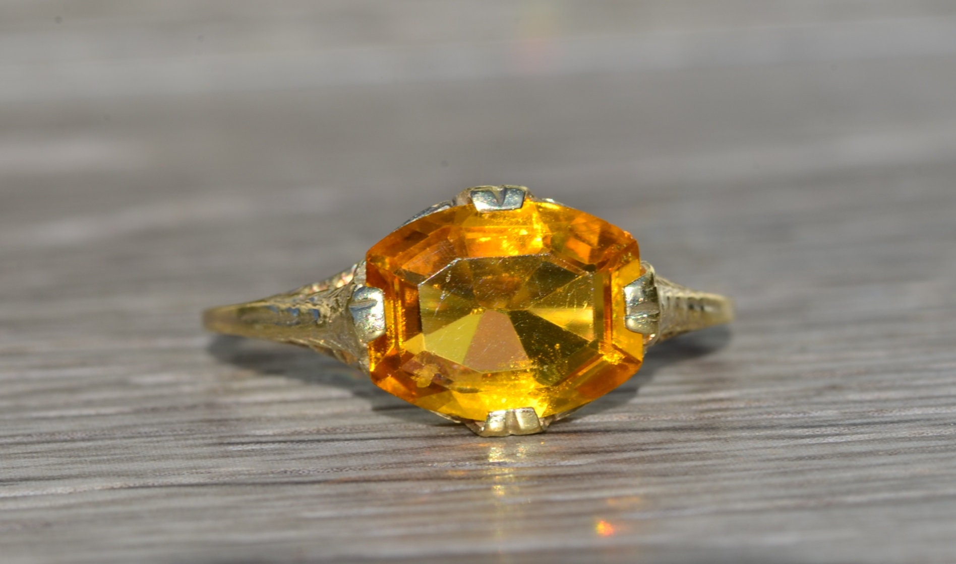 SOLD - The Trussville: Ladies Antique 14K Diffused Orange Sapphire Ring - Image 7
