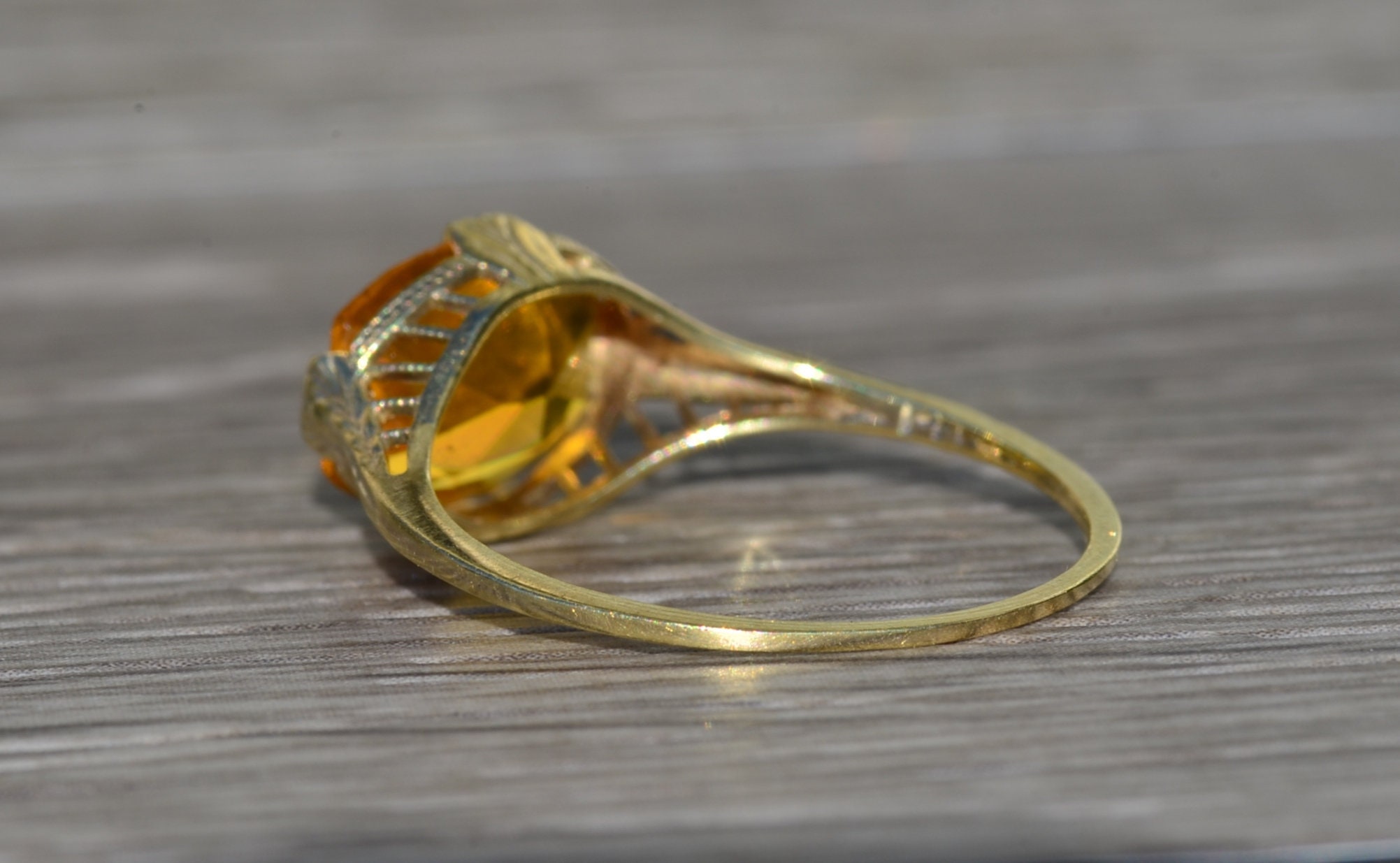 SOLD - The Trussville: Ladies Antique 14K Diffused Orange Sapphire Ring - Image 4
