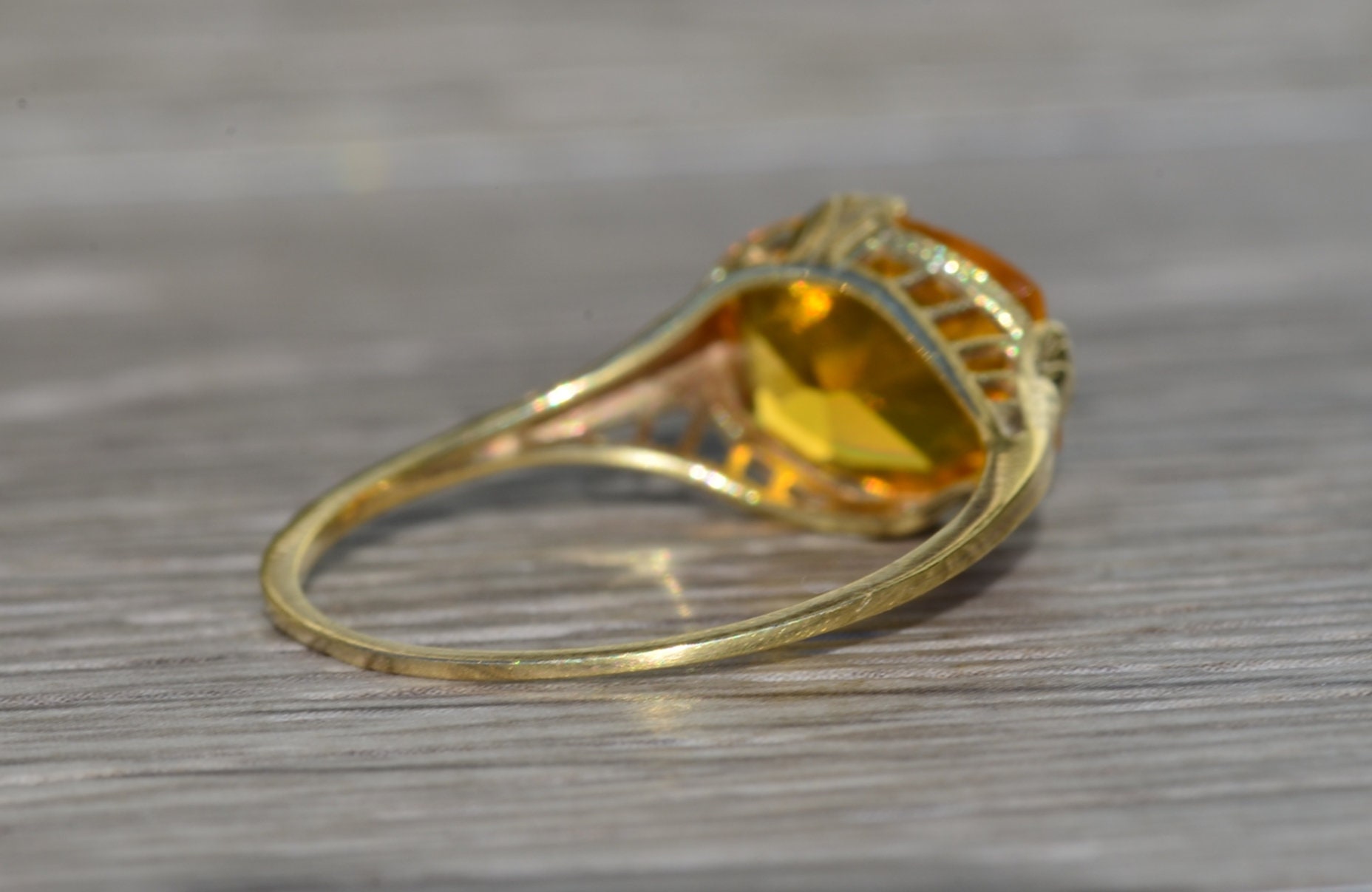 SOLD - The Trussville: Ladies Antique 14K Diffused Orange Sapphire Ring - Image 5