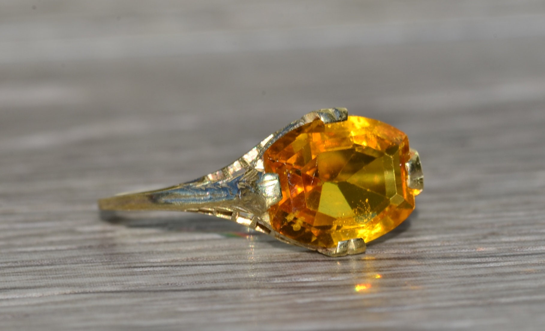 SOLD - The Trussville: Ladies Antique 14K Diffused Orange Sapphire Ring - Image 6