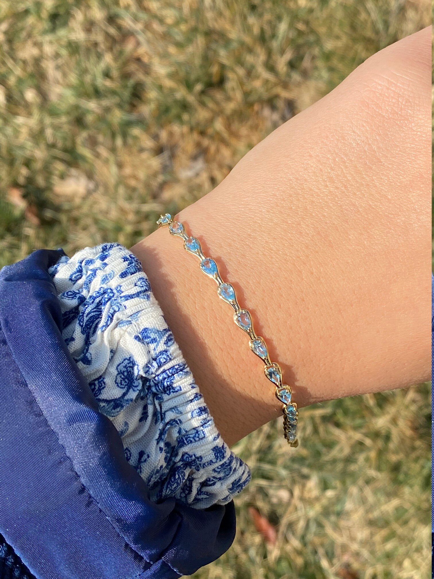 SOLD - The Ossun: Ladies 14K Gold Gem Set Bracelet set with Topaz - Image 5