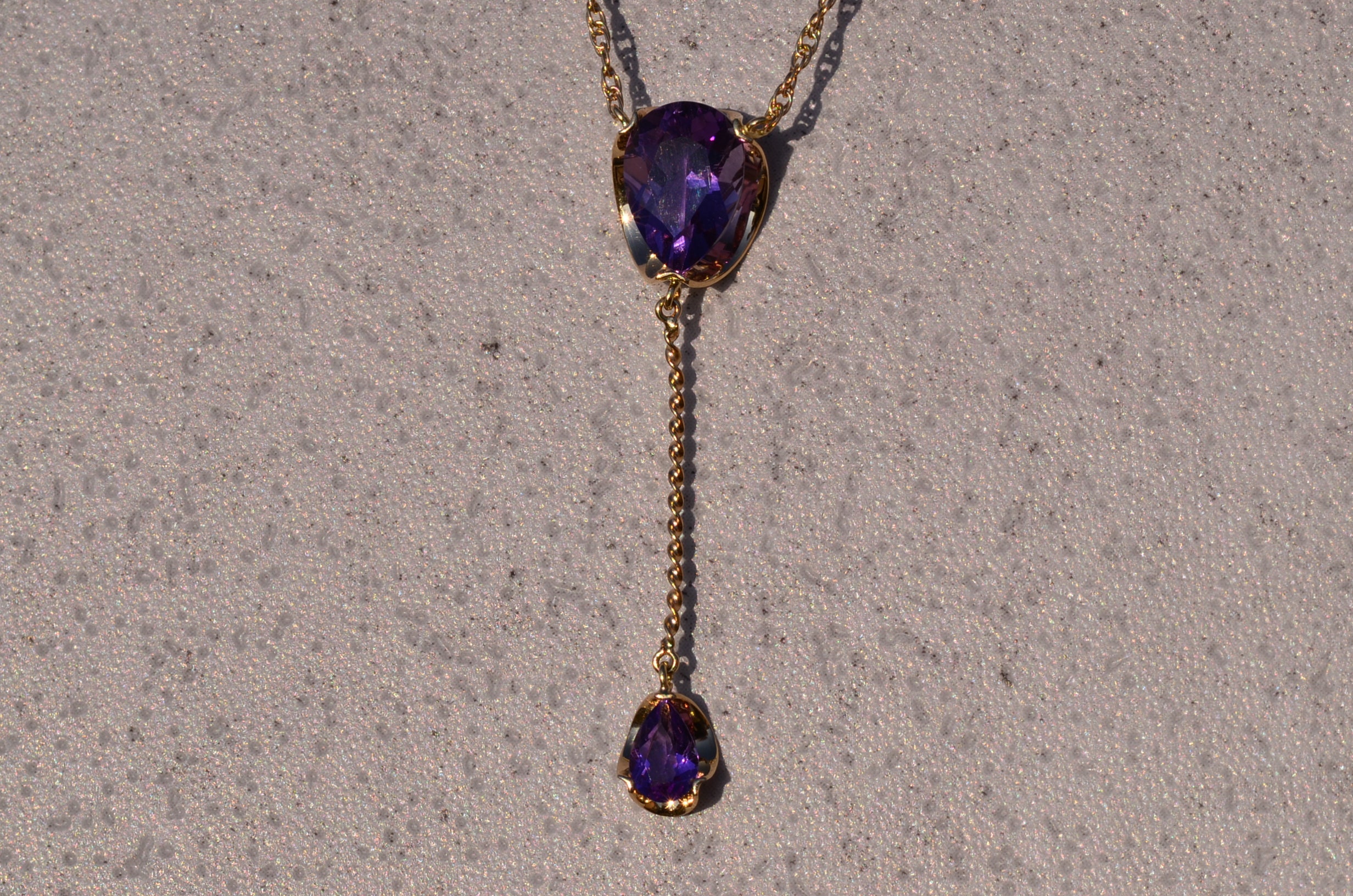 SOLD - The Gladstone Central: Mid Century Amethyst Dangler Necklace - Image 2