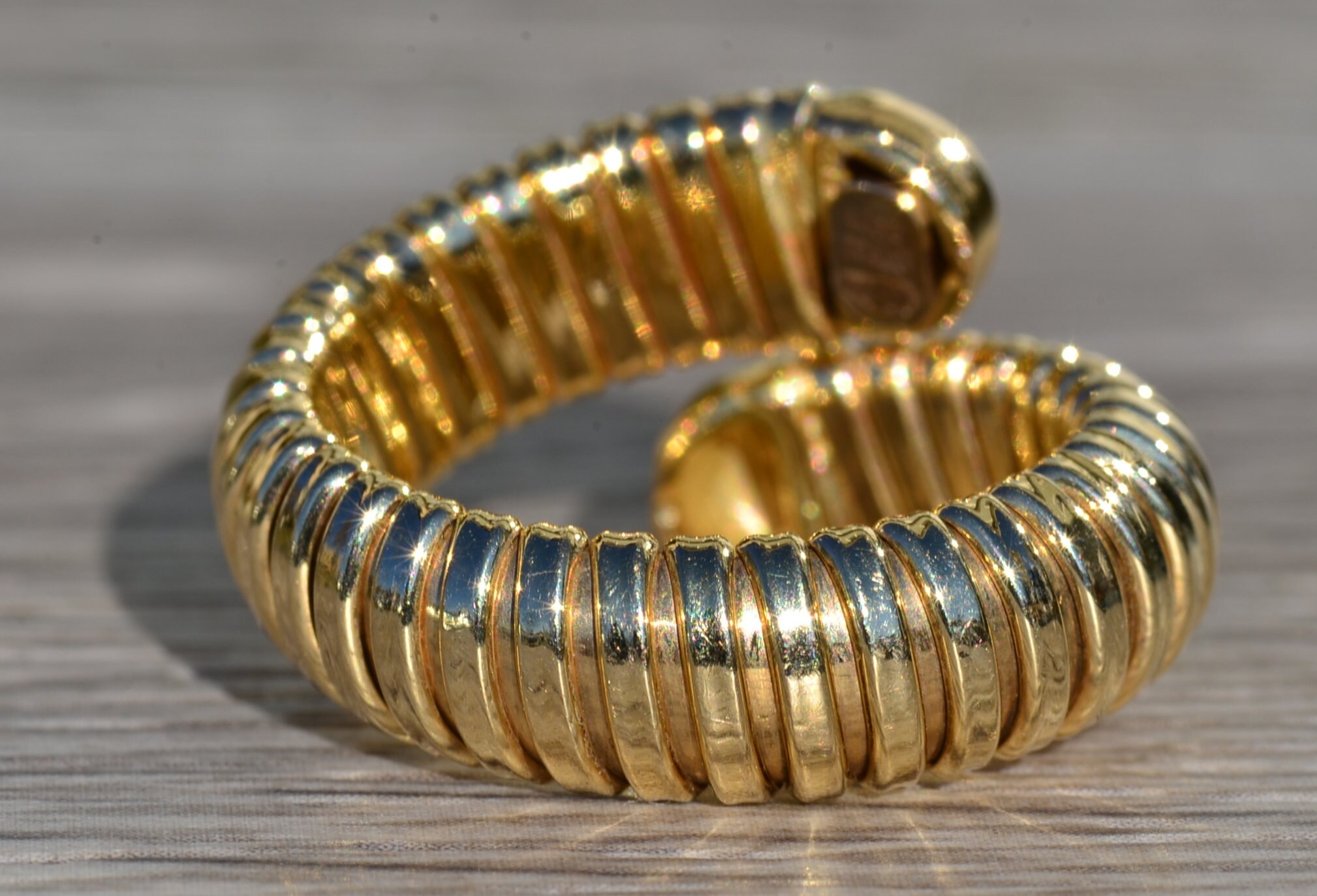 SOLD - The Bon Air: Ladies Italian Tubogas Style Ring in 14K Gold - Image 4