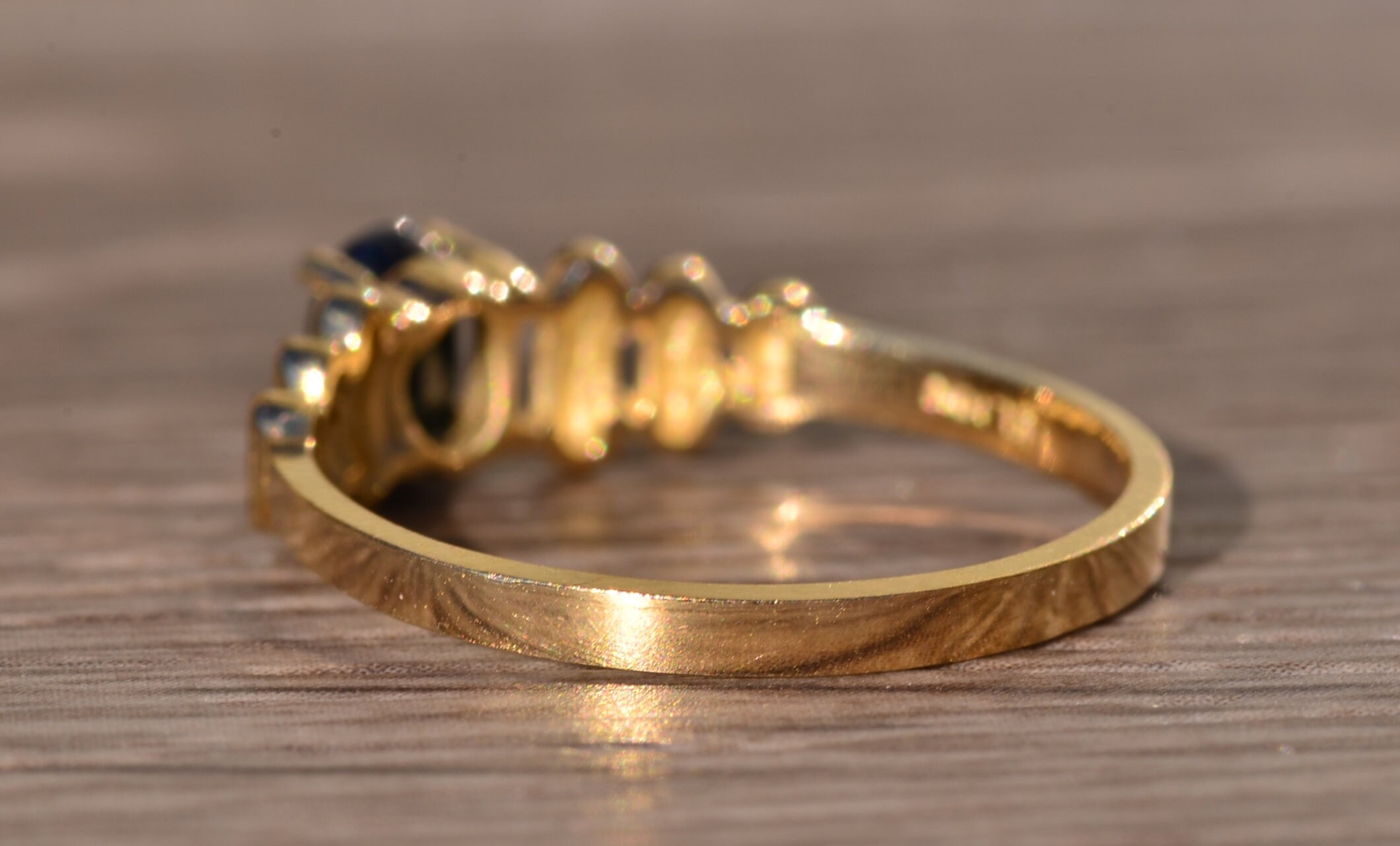 SOLD - The Katherine: Vintage Mid Century Modern Black Sapphire Ring in Yellow Gold - Image 4
