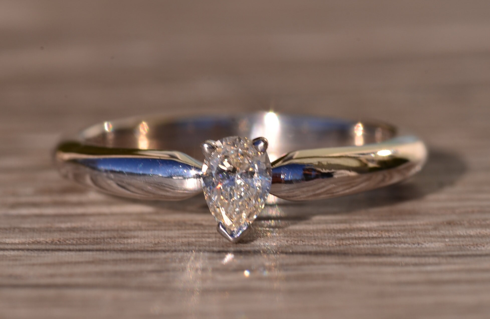 SOLD - The Broome: Pear Shaped Diamond Solitaire Engagement or Promise ring in White Gold - Image 7