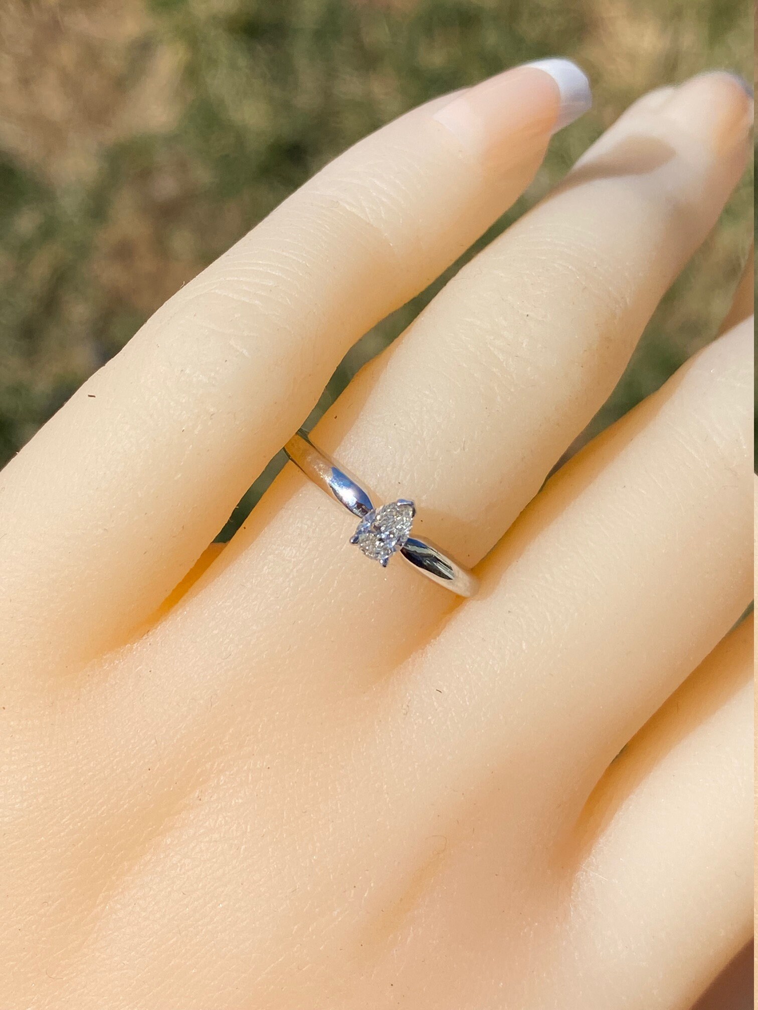 SOLD - The Broome: Pear Shaped Diamond Solitaire Engagement or Promise ring in White Gold - Image 8