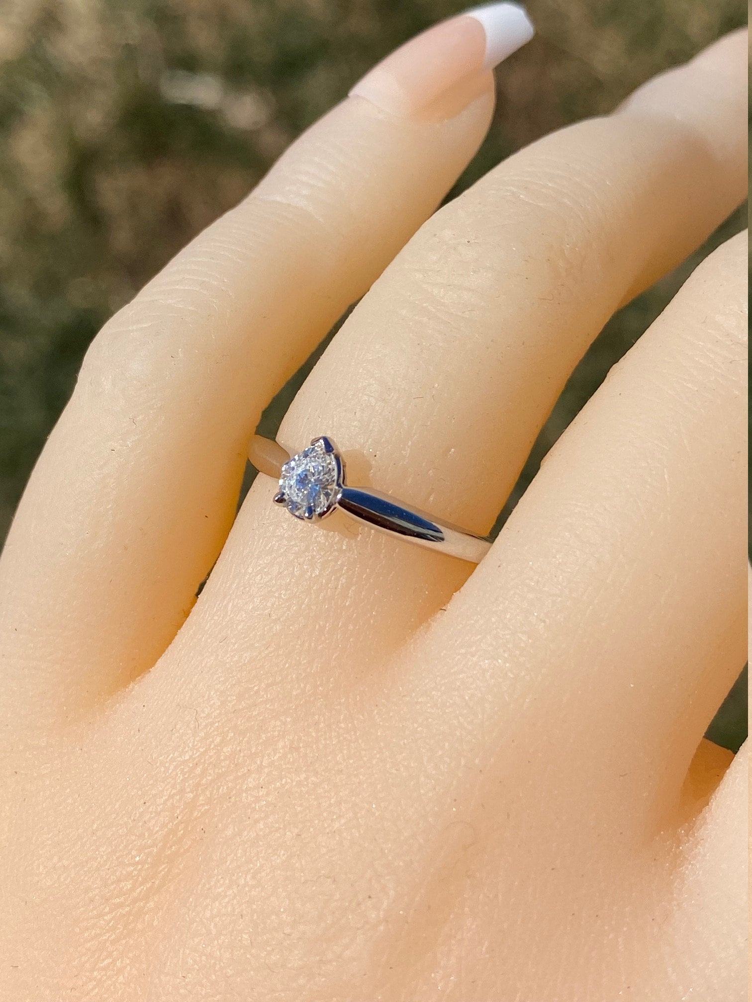The Marble Bar: White Gold Pear Shaped Diamond Solitaire Promise Engagement Ring - Image 9