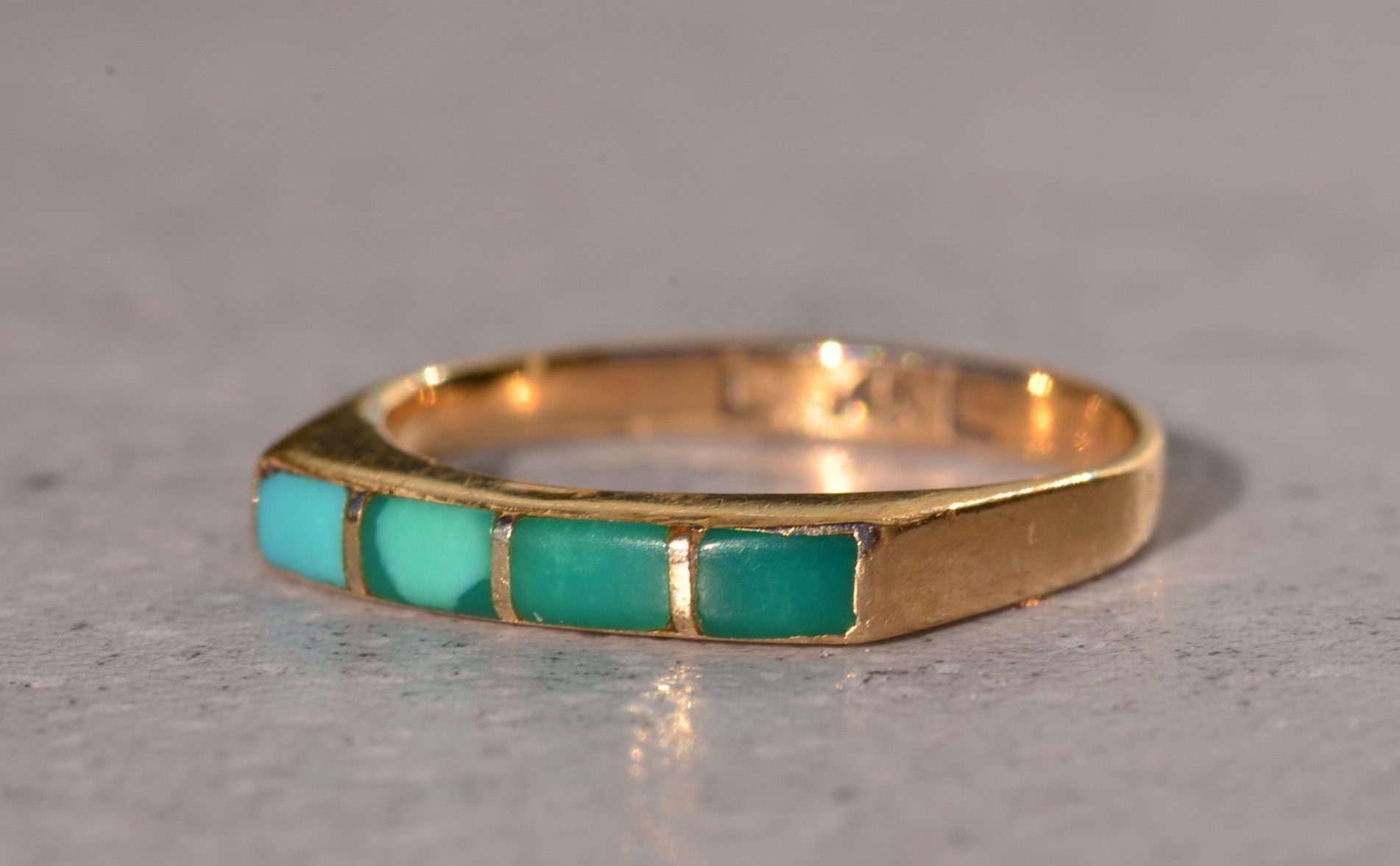 SOLD - The Lavonne: Lavonne Lalio Signed Turquoise Band in Yellow Gold - Image 3