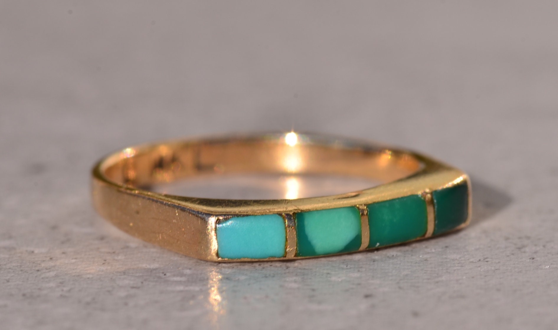 SOLD - The Lavonne: Lavonne Lalio Signed Turquoise Band in Yellow Gold - Image 6