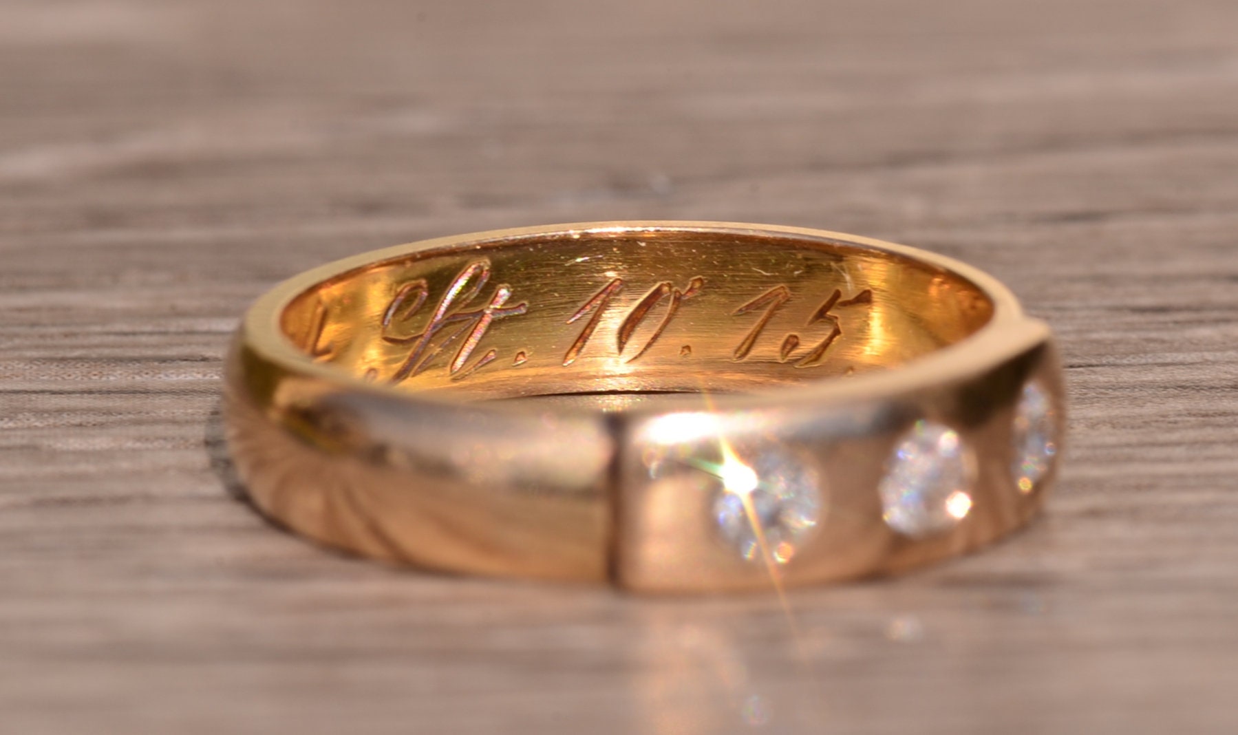 SOLD - The Lakewood: Kopp & McClay Signed Antique Diamond Wedding Band from October 1915 - Image 8