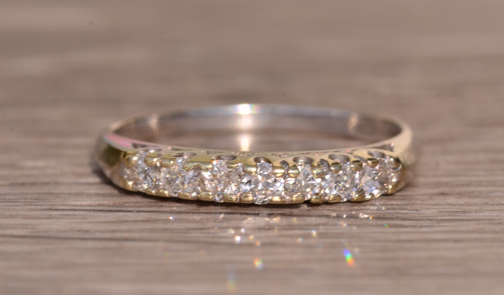 SOLD - The Hazelton: Antique White Gold and Diamond Band - Image 7