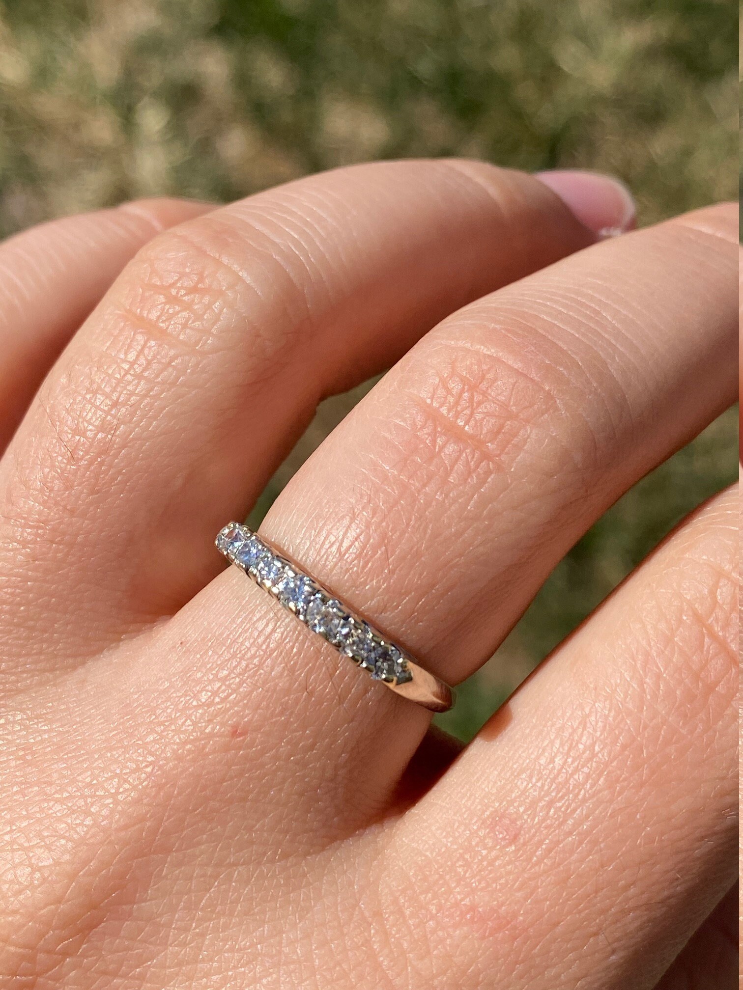 SOLD - The Hazelton: Antique White Gold and Diamond Band - Image 9