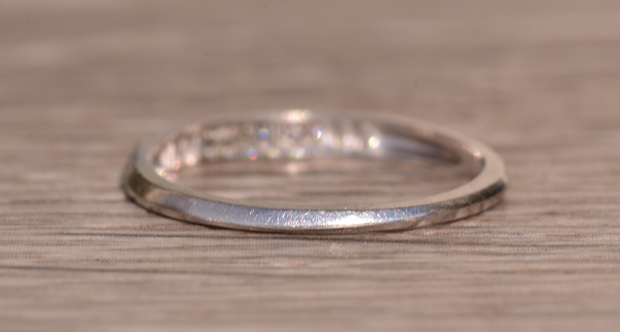SOLD - The Danville: Antique Palladium and Diamond Stackable Ring Circa 1944 - Image 4