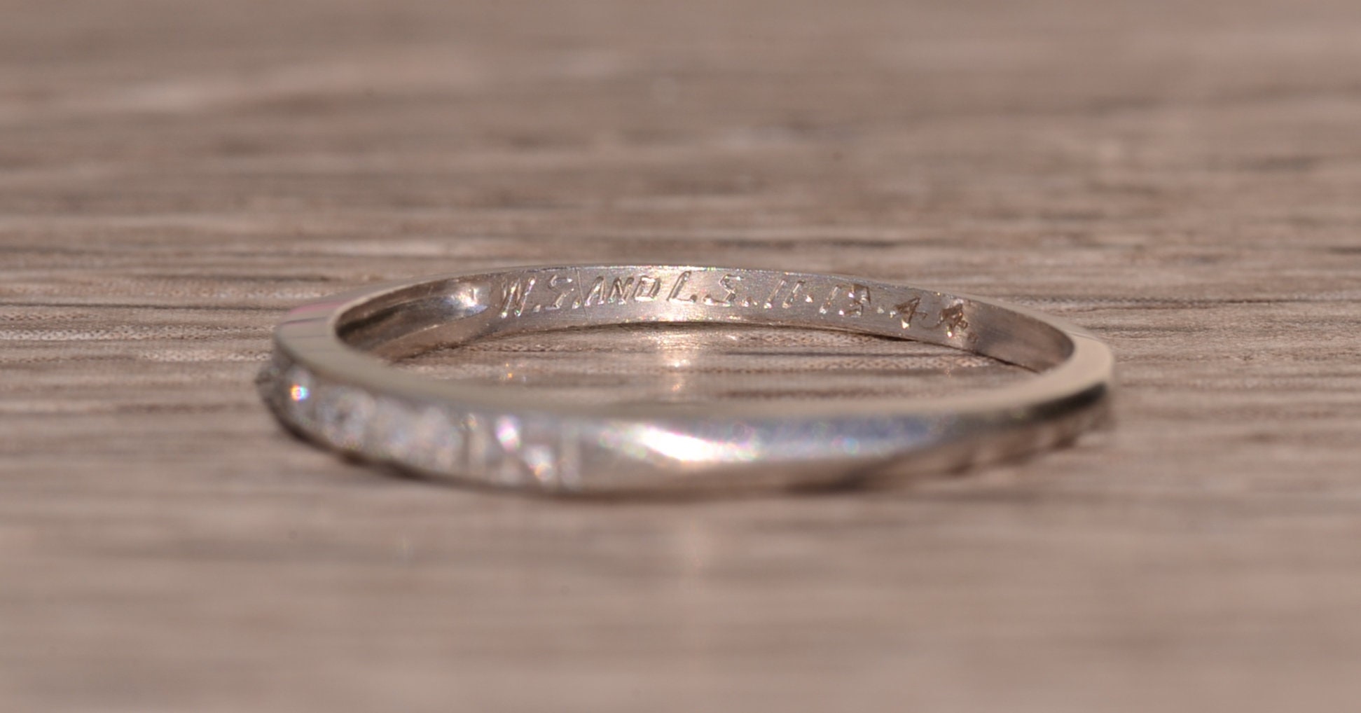 SOLD - The Danville: Antique Palladium and Diamond Stackable Ring Circa 1944 - Image 8