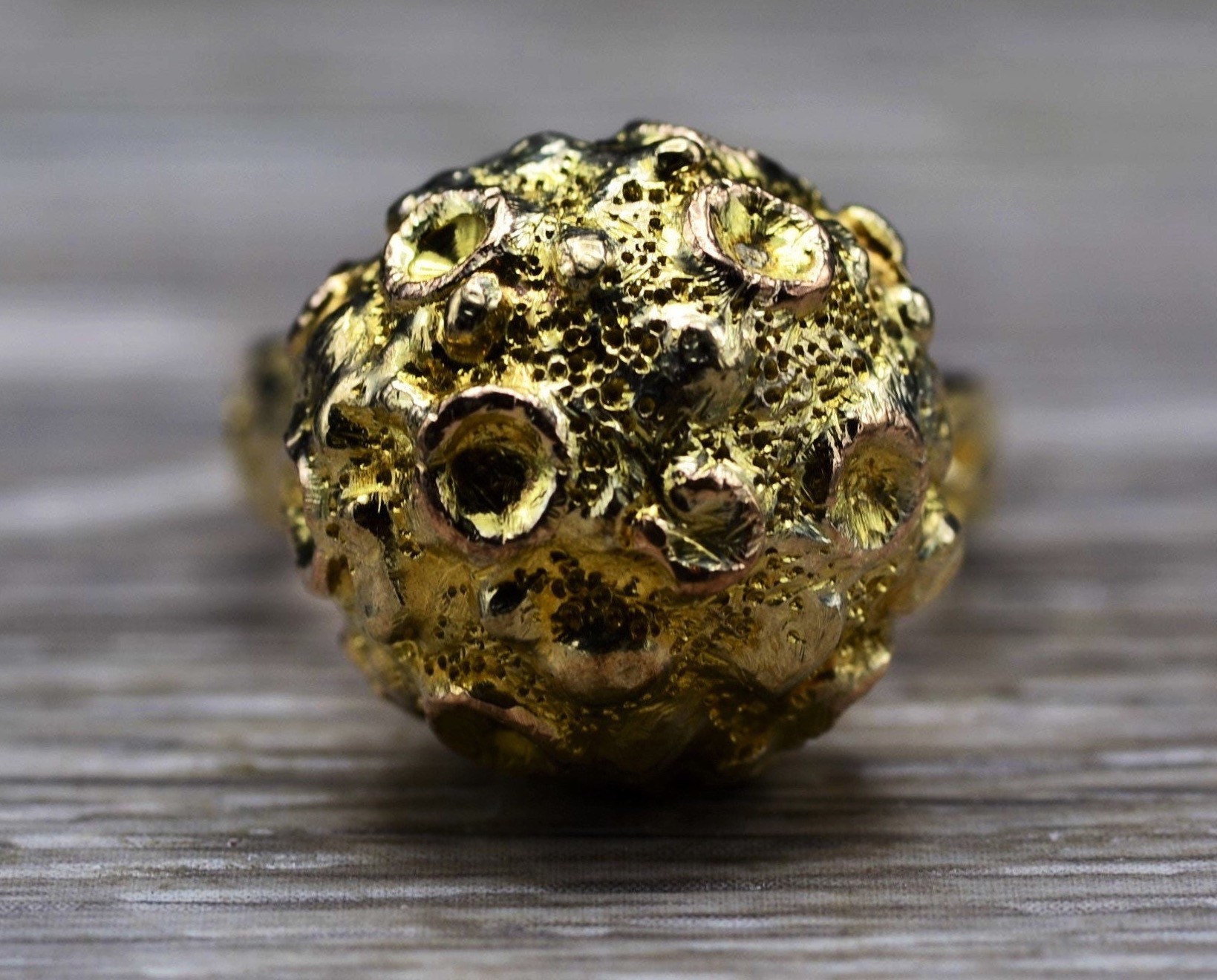 The Blissfield: Ladies Mid Century 14K Landing on the Moon Celestial Cocktail Ring - Image 2