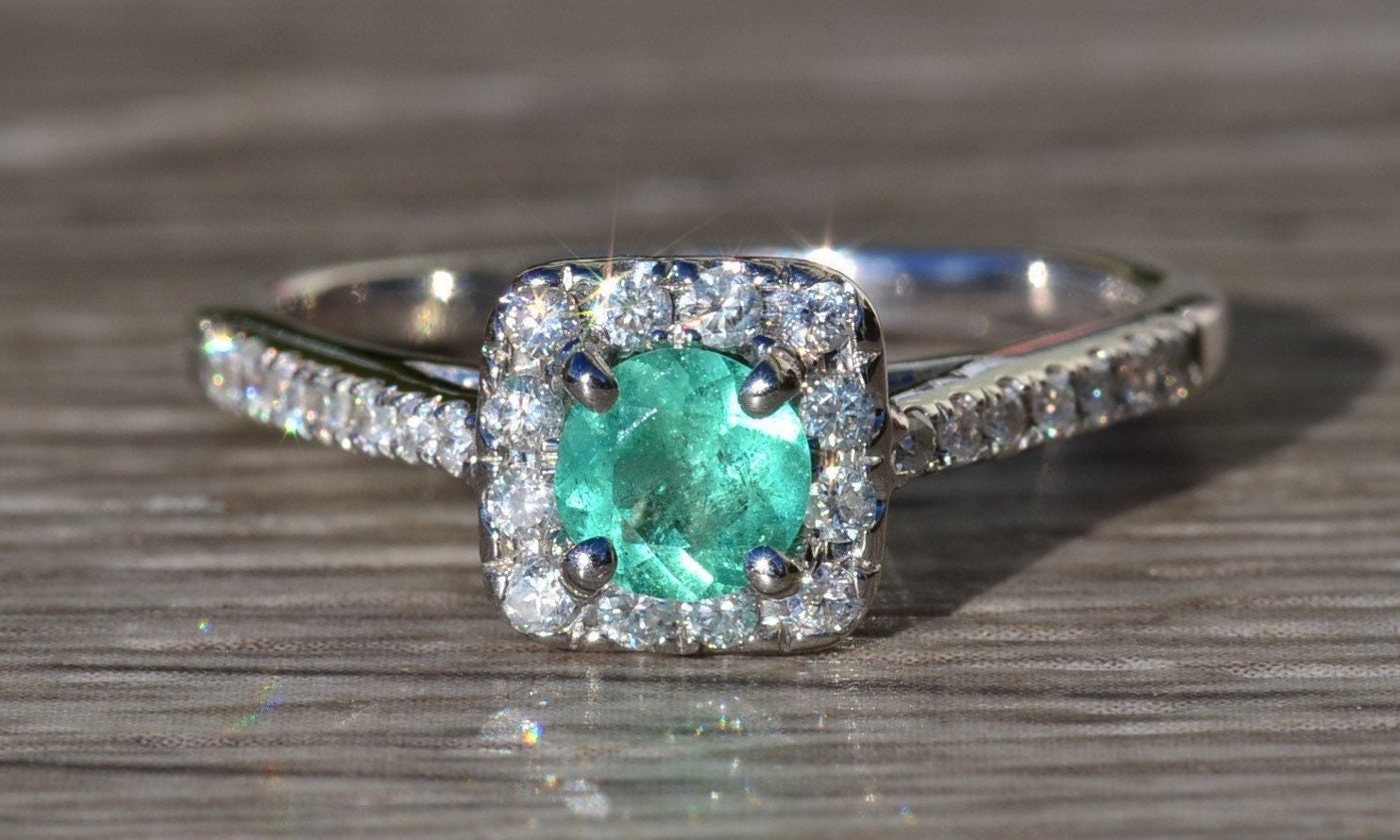 SOLD - The Lemon Grove: Colombian Emerald Engagement Ring - Image 12