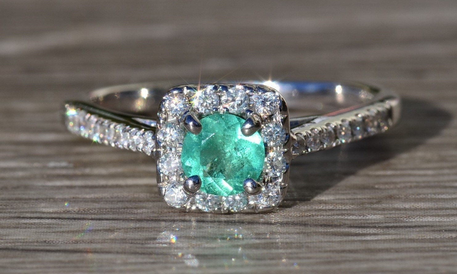 SOLD - The Lemon Grove: Colombian Emerald Engagement Ring - Image 2