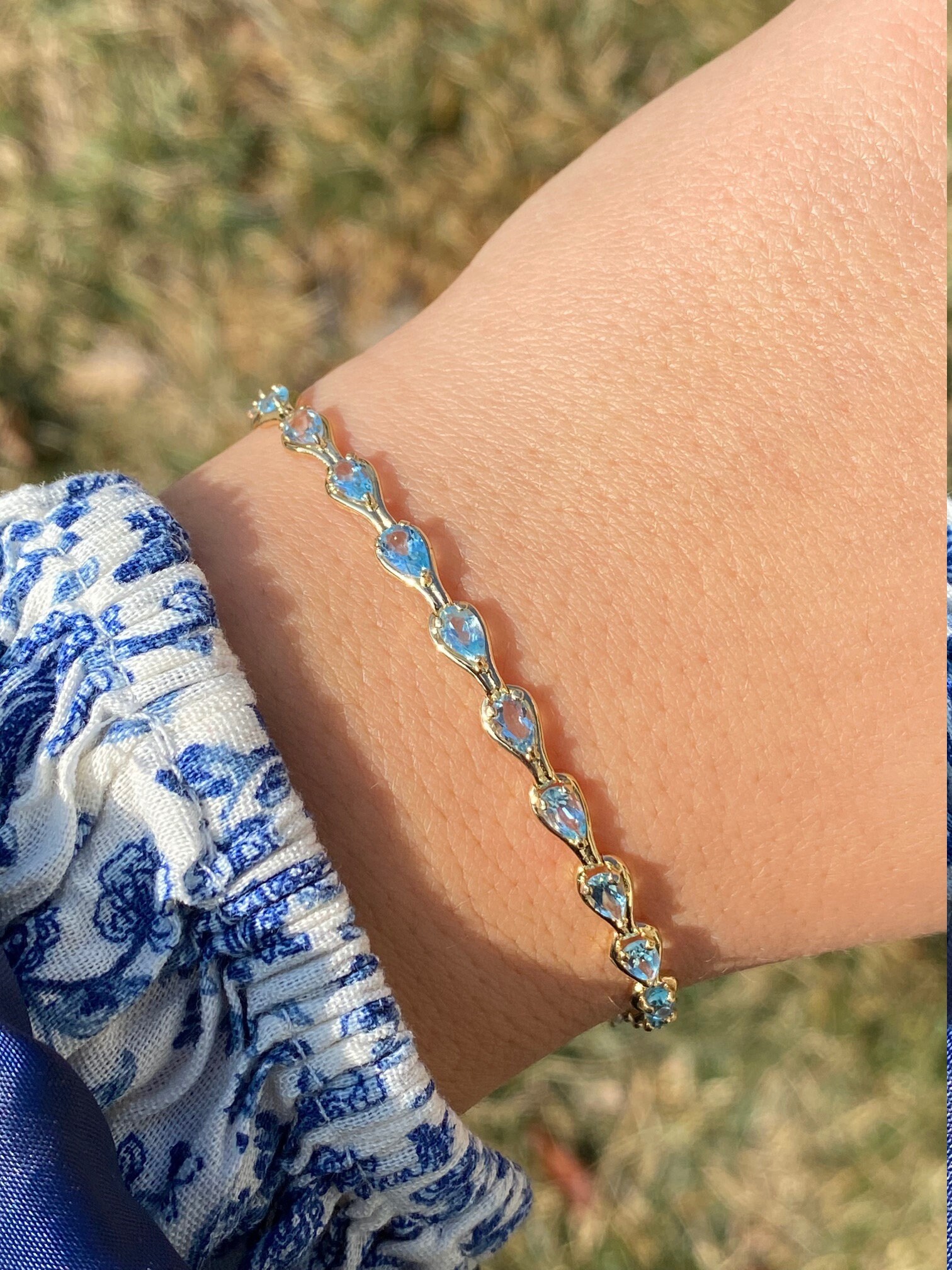 SOLD - The Ossun: Ladies 14K Gold Gem Set Bracelet set with Topaz - Image 6