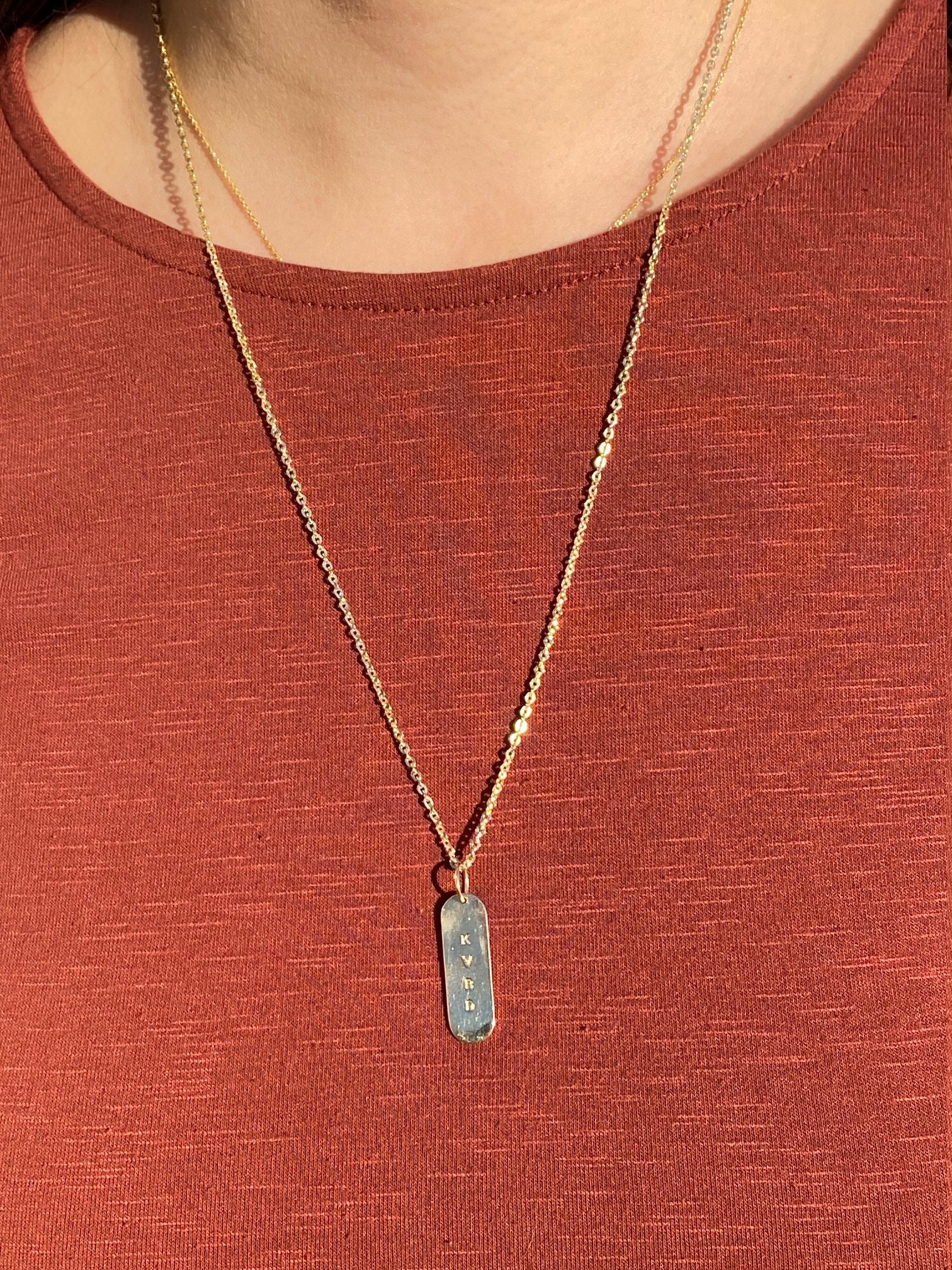The Mari: Yellow Gold Tag Necklace Likely Designer - Image 4