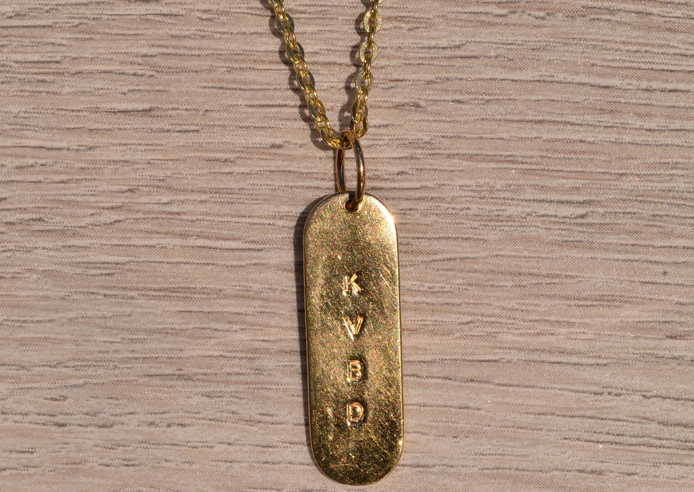 The Mari: Yellow Gold Tag Necklace Likely Designer - Image 2