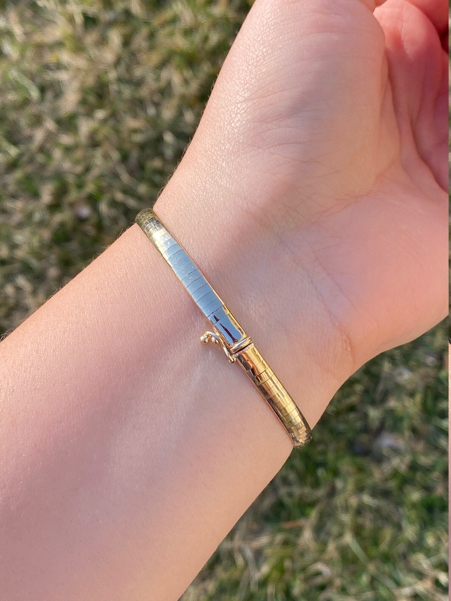 SOLD - The Erwinville: Ladies 14K Yellow Gold Herringbone Italian Made Bracelet - Image 6