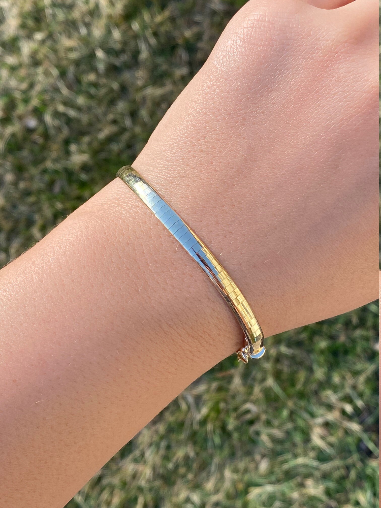 SOLD - The Erwinville: Ladies 14K Yellow Gold Herringbone Italian Made Bracelet - Image 2