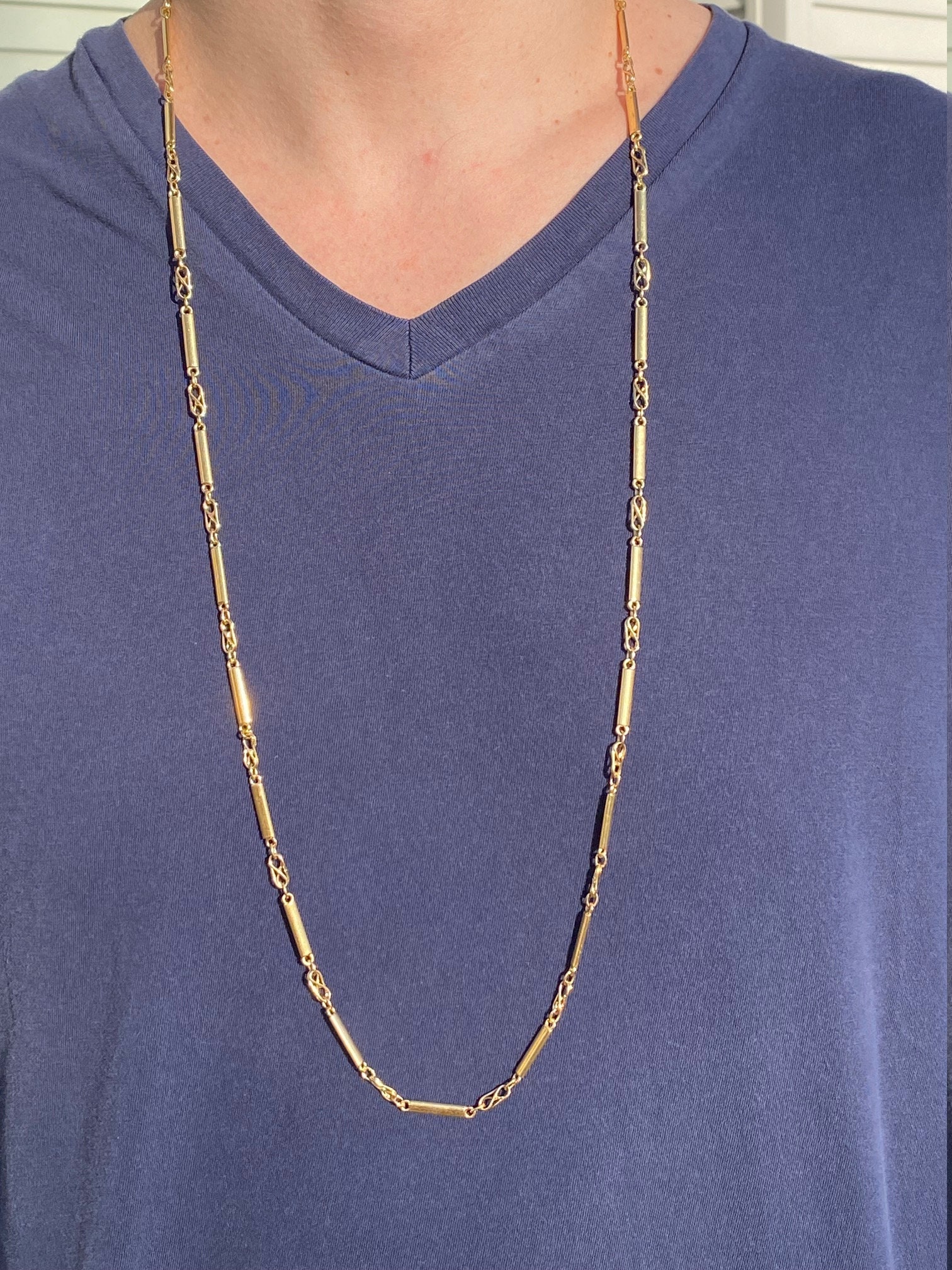 SOLD - The New Sweden: 18 Karat Yellow Gold Handmade Specialty Link Necklace - Image 4