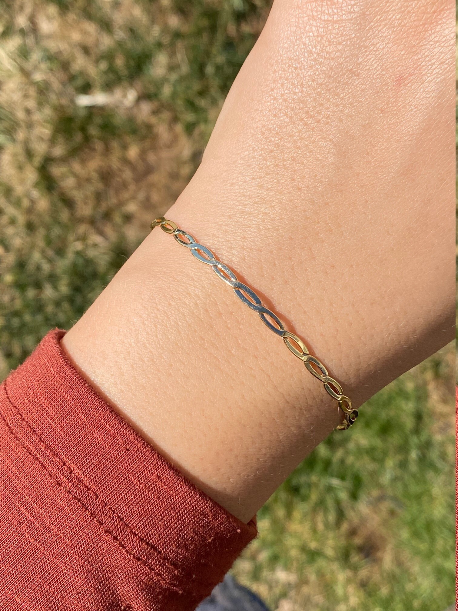 SOLD - The Hutto: Twisted Yellow Gold Bangle Bracelet - Image 8
