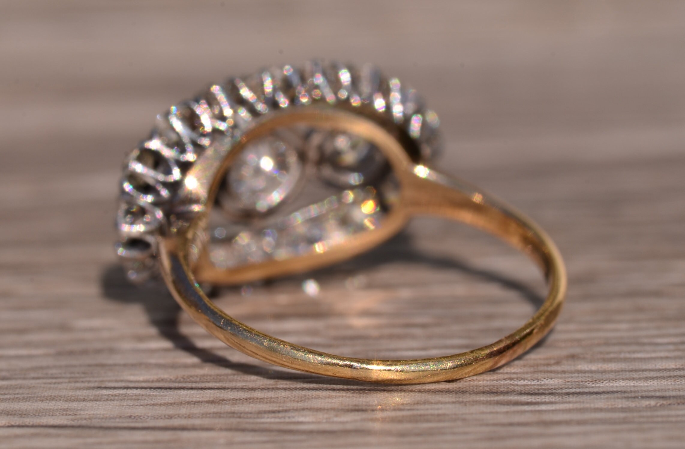 SOLD - The Dripping Springs: Antique Edwardian Three Stone Ring with Old Mine Cut Diamonds - Image 4