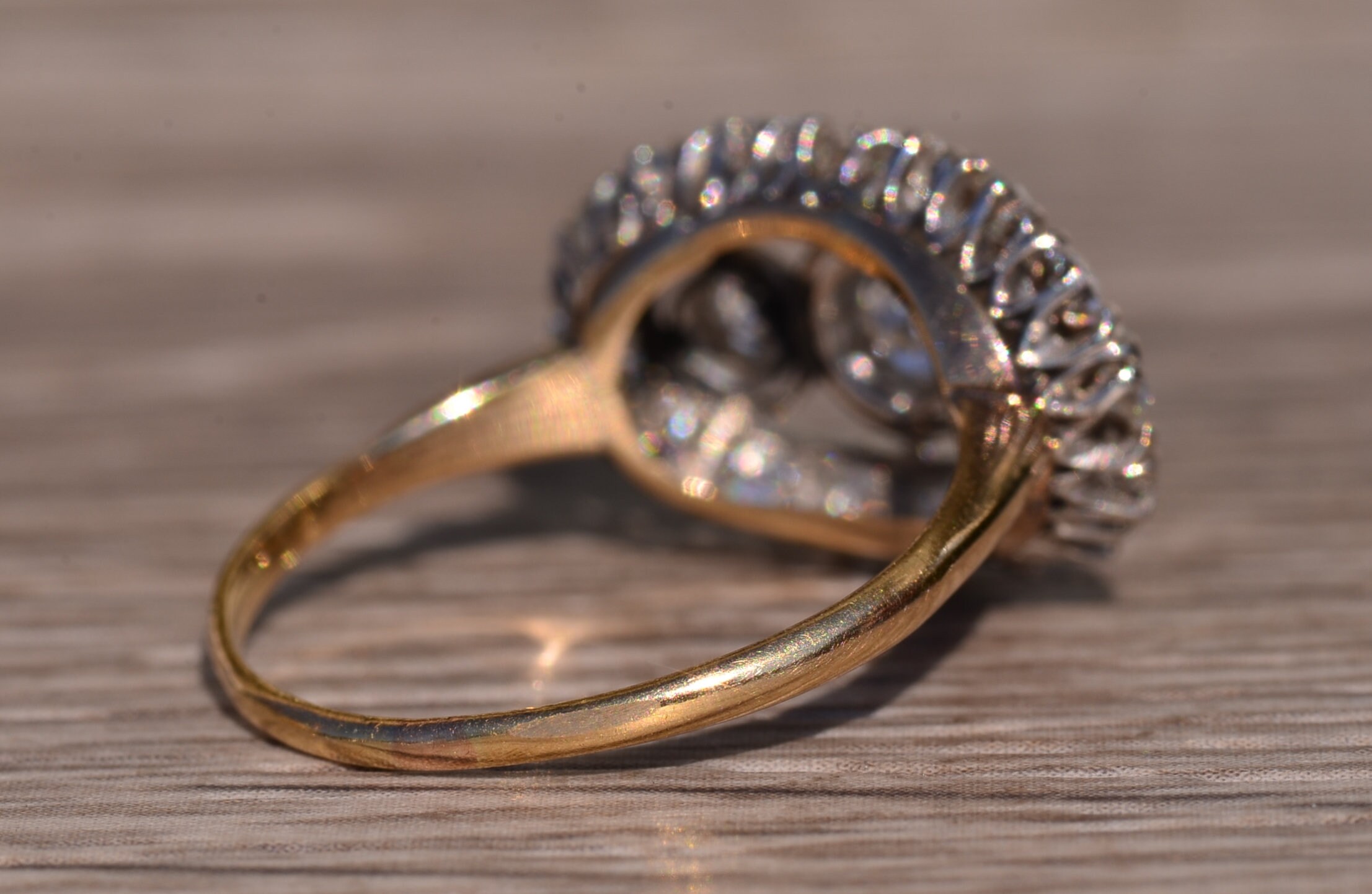 SOLD - The Dripping Springs: Antique Edwardian Three Stone Ring with Old Mine Cut Diamonds - Image 5