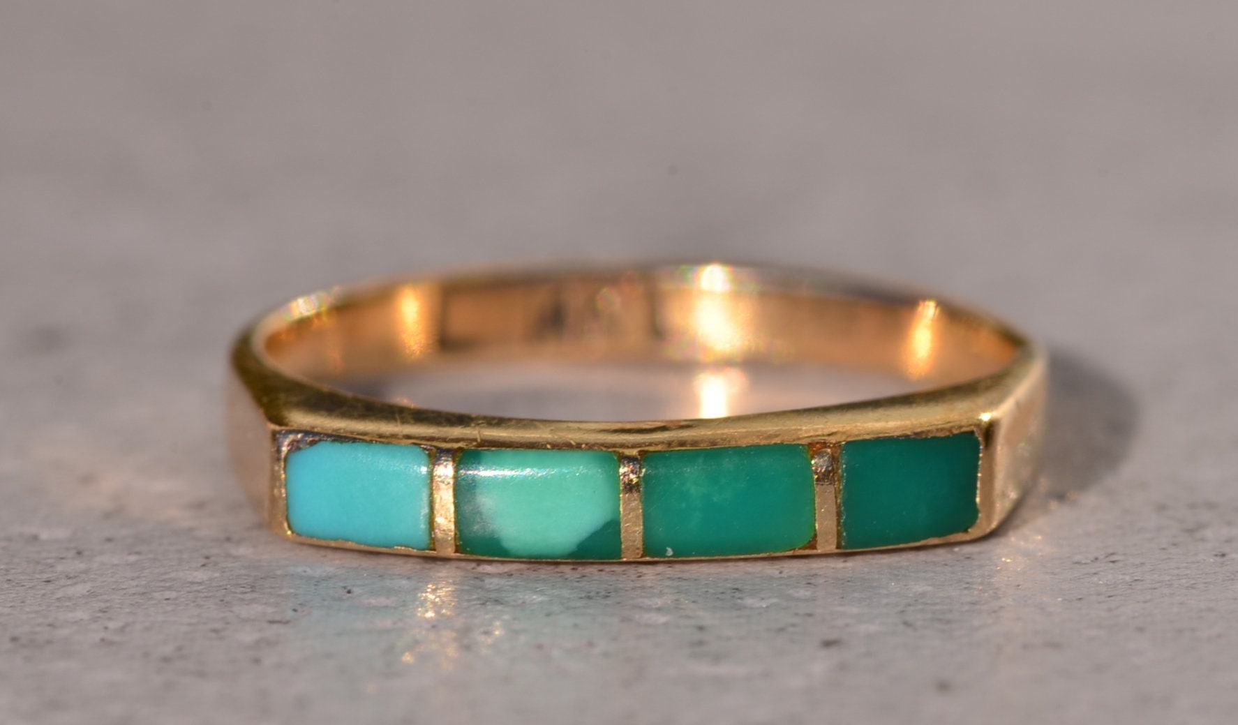 SOLD - The Lavonne: Lavonne Lalio Signed Turquoise Band in Yellow Gold - Image 7