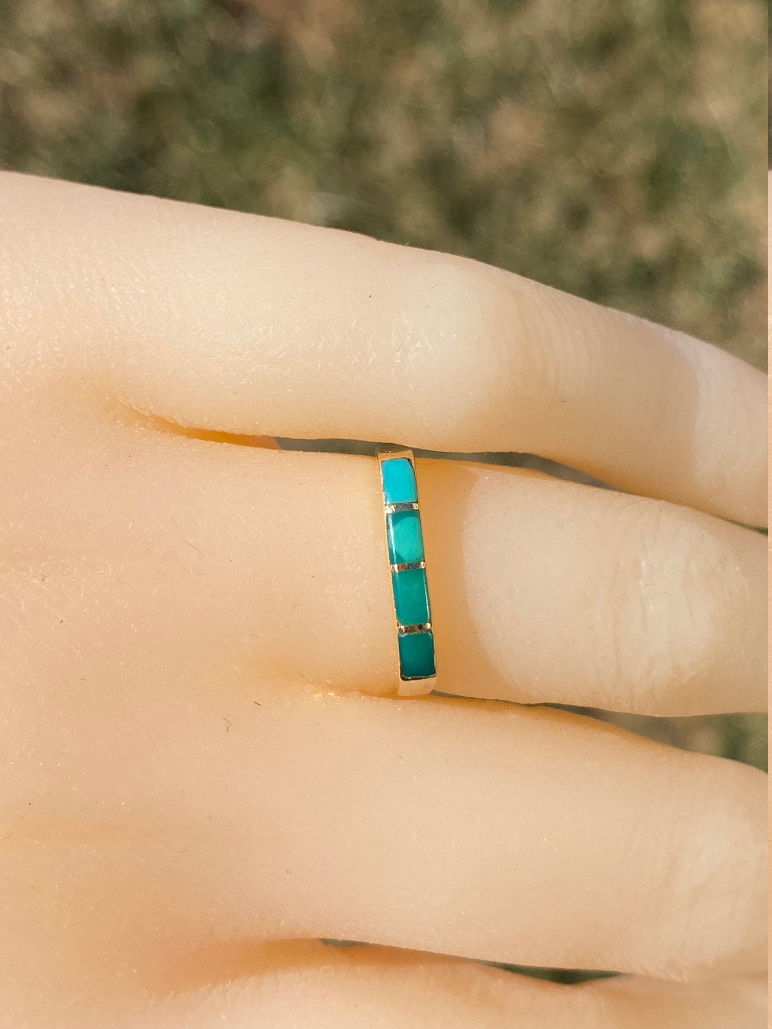 SOLD - The Lavonne: Lavonne Lalio Signed Turquoise Band in Yellow Gold - Image 11