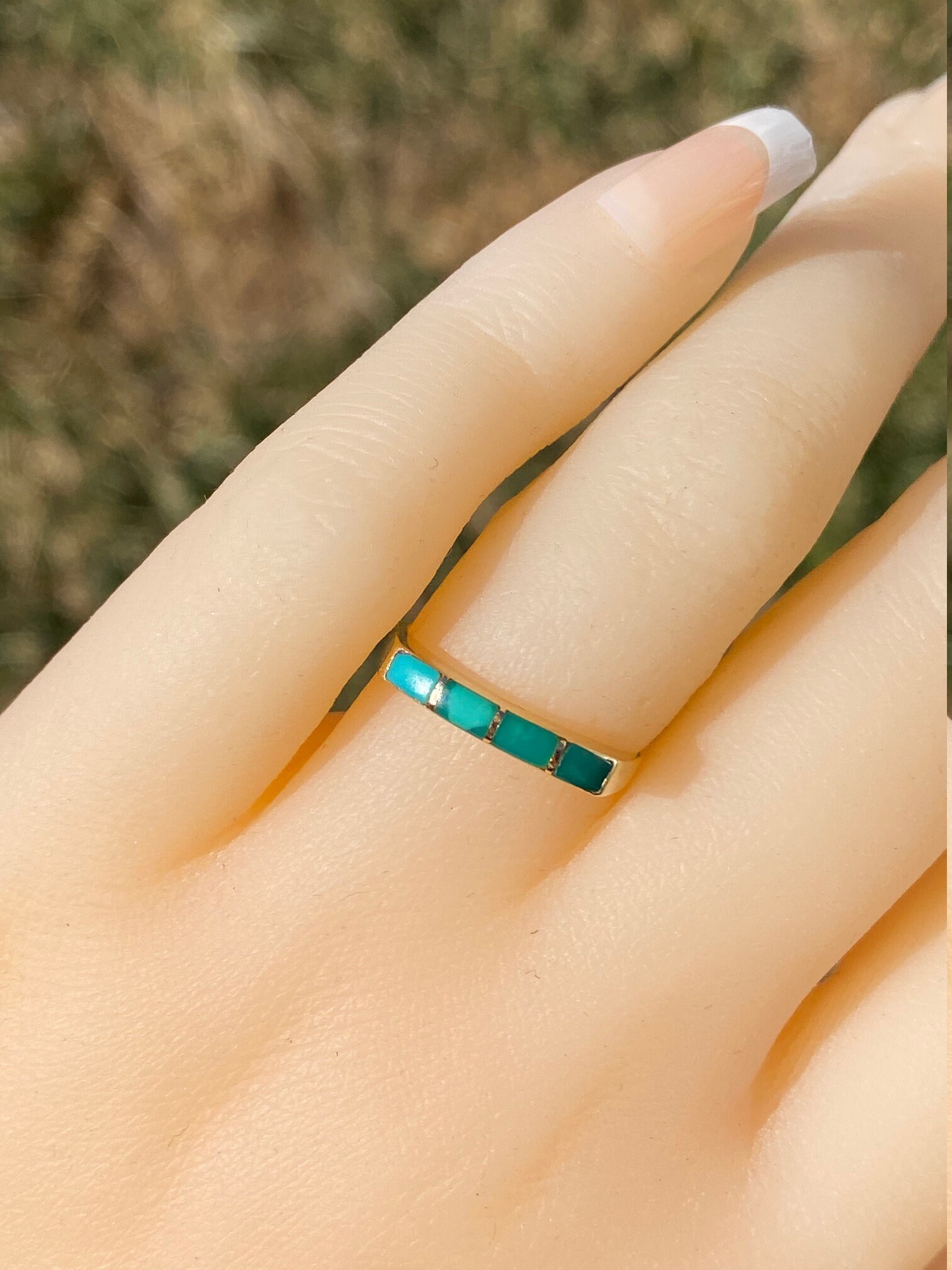 SOLD - The Lavonne: Lavonne Lalio Signed Turquoise Band in Yellow Gold - Image 9